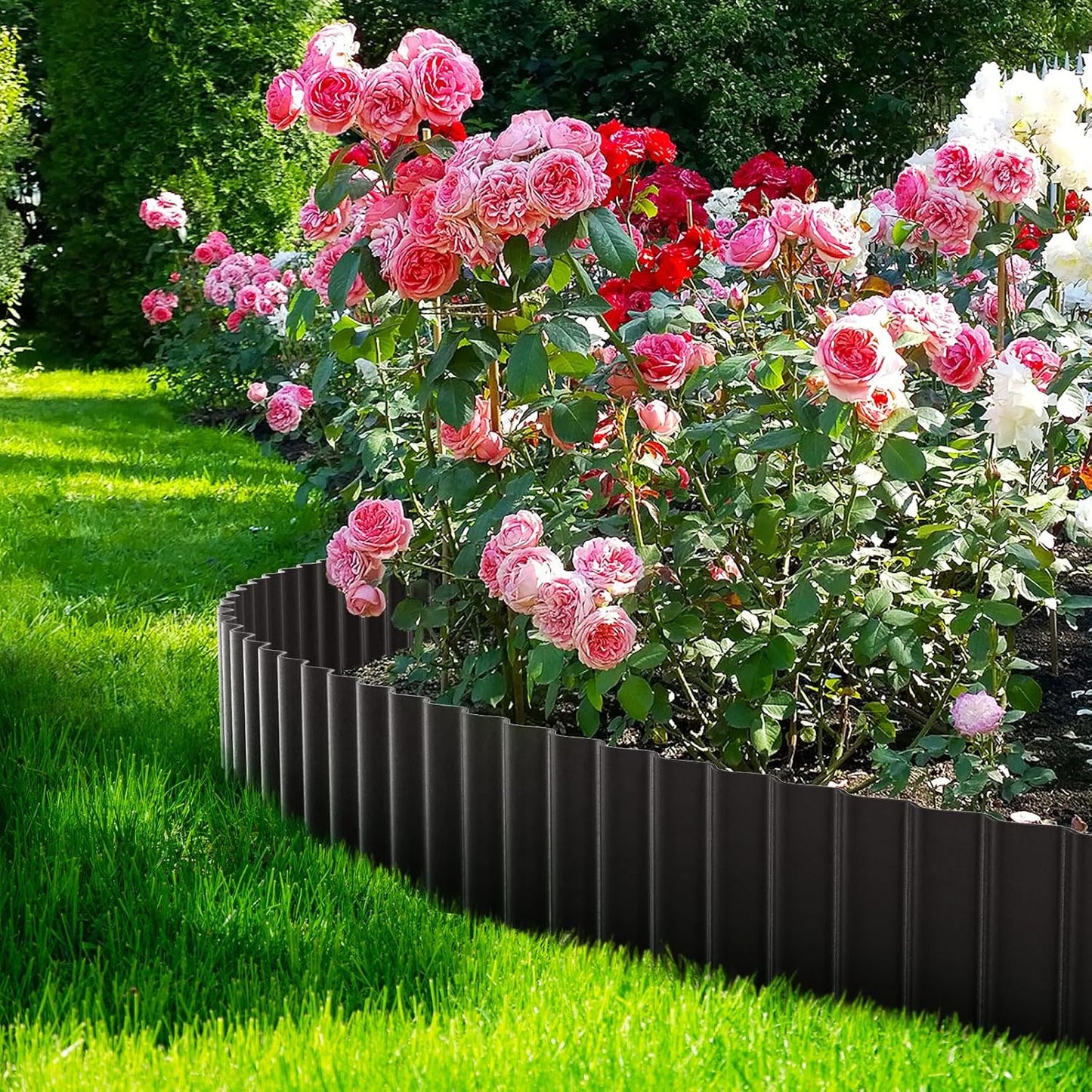LAVEVE Corrugated Metal Garden Edging 6" x 10Ft, Landscape Edging Border for Lawn, Flower Bed, Garden Fence, Paver Edging (Black)