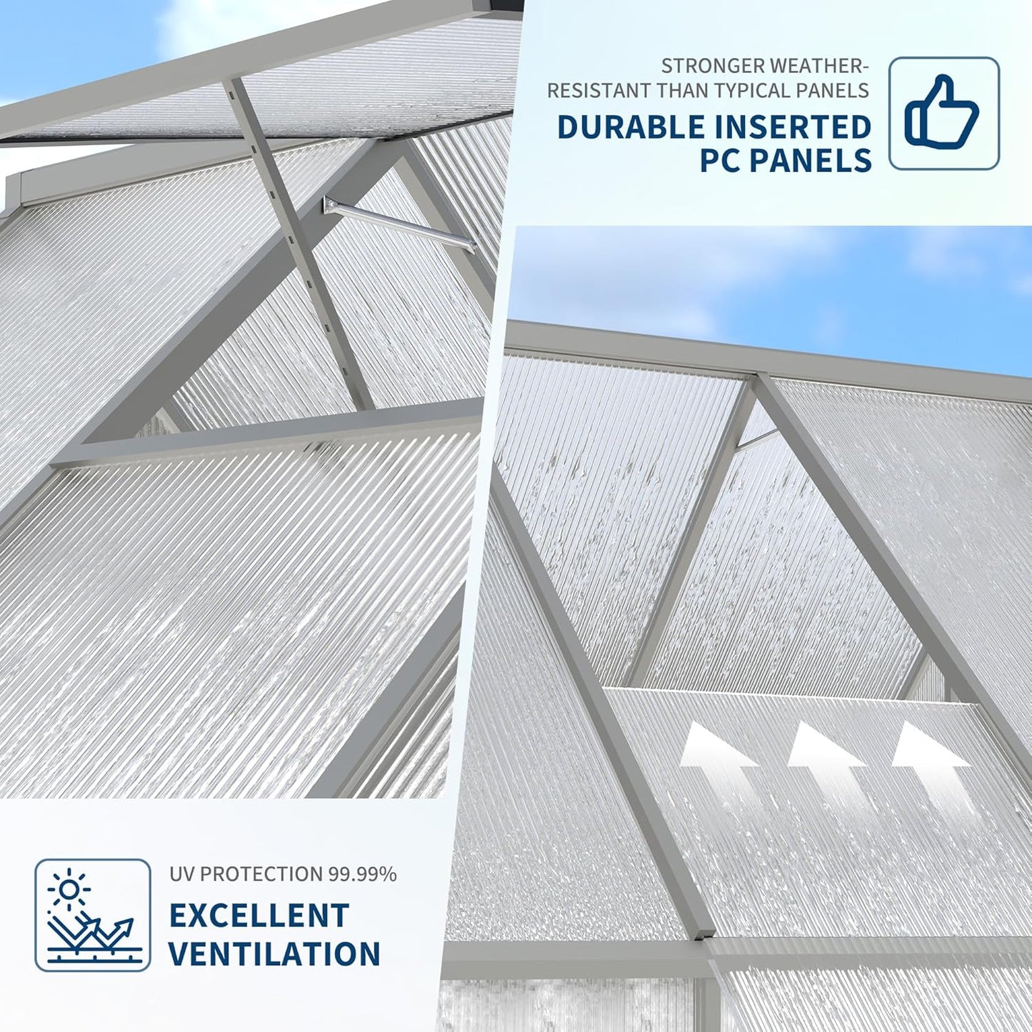 6'X11' Aluminum-Framed Polycarbonate Greenhouse, Heavy Duty Polycarbonate Greenhouse with Quick Setup Structure and Roof Vent, Large Enhanced Aluminum Greenhouses Kit for Outdoors