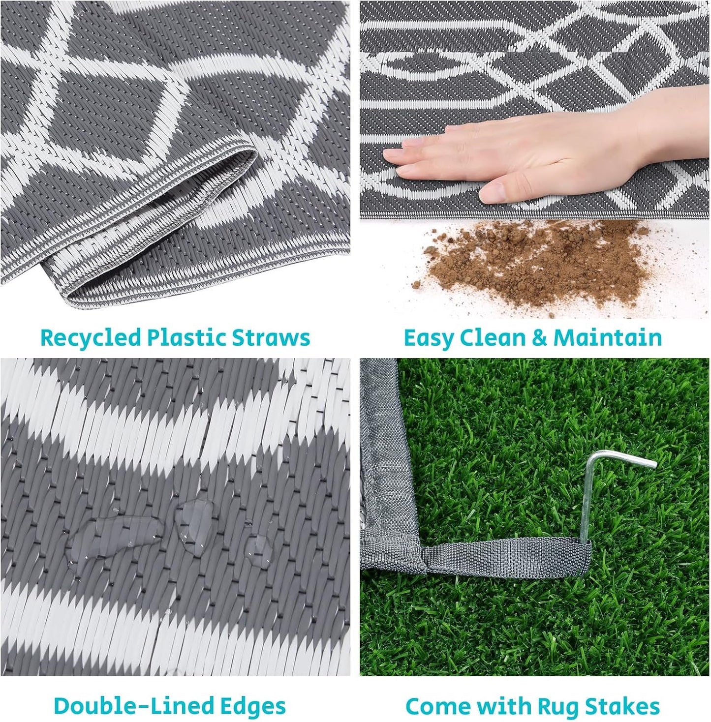 HEBE Outdoor Rug Waterproof 5x8, Reversible Plastic Straw Rug RV Camping Rug, Indoor Outdoor Patio Mat Clearance, Outside Carpet for Porch,Deck,Camper,Balcony,Backyard,Picnic