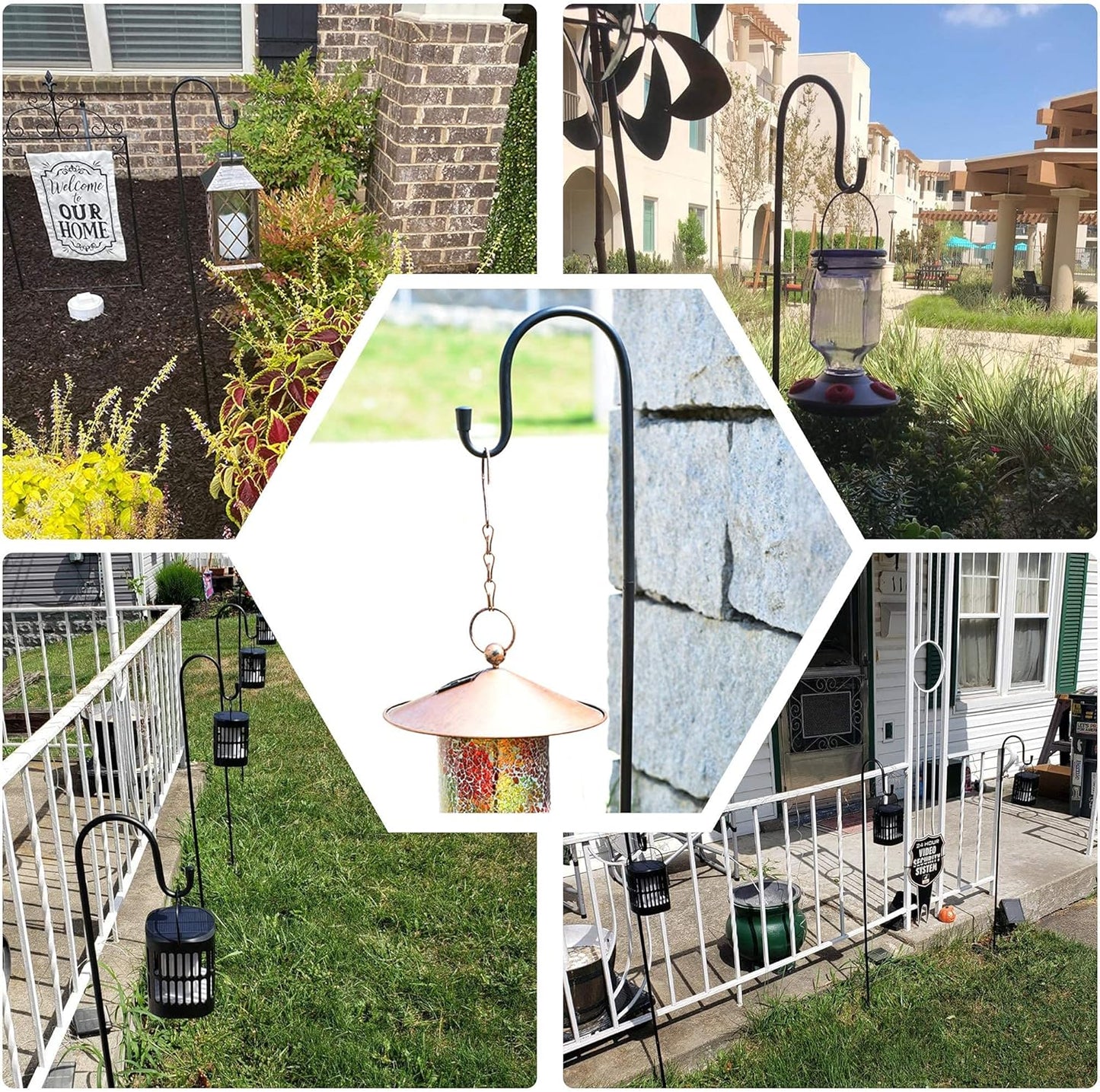 Ottsuls Shepherd-Hooks 60" Adjustable for Bird-Feeder Lantern Plant-Hook Garden-Stake - Plant Stand Hanger for Outdoor Flower Basket, Bird Feeder Hanger Weddings Decor (2 Pack)