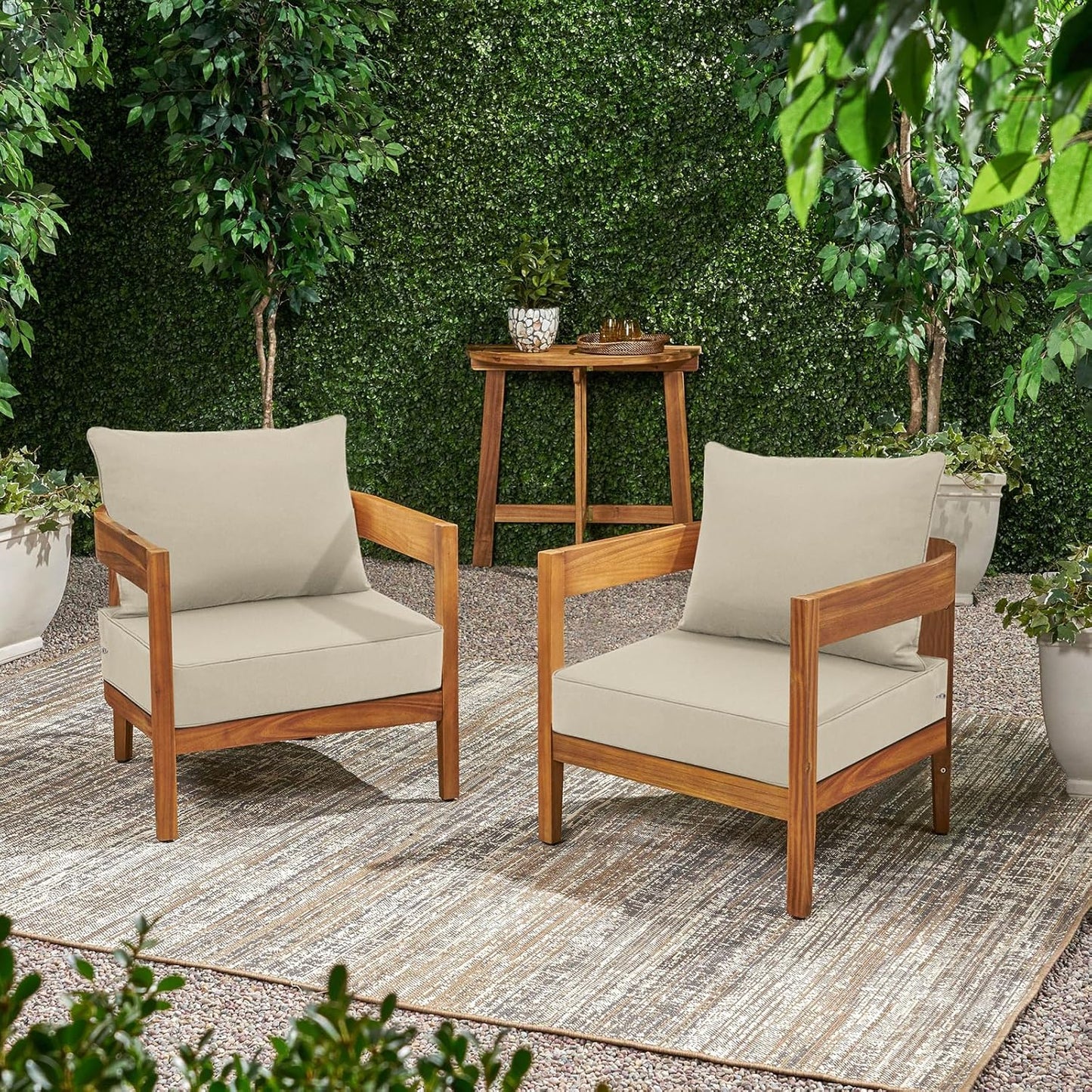 Favoyard Outdoor Seat Cushion Set 24 x 24 Inch Water-Resistant & Fade-Resistant Patio Furniture Cushions with Removable Cover Deep Seat & Back Cushion with Handle and Adjustable Straps for Chair Sofa