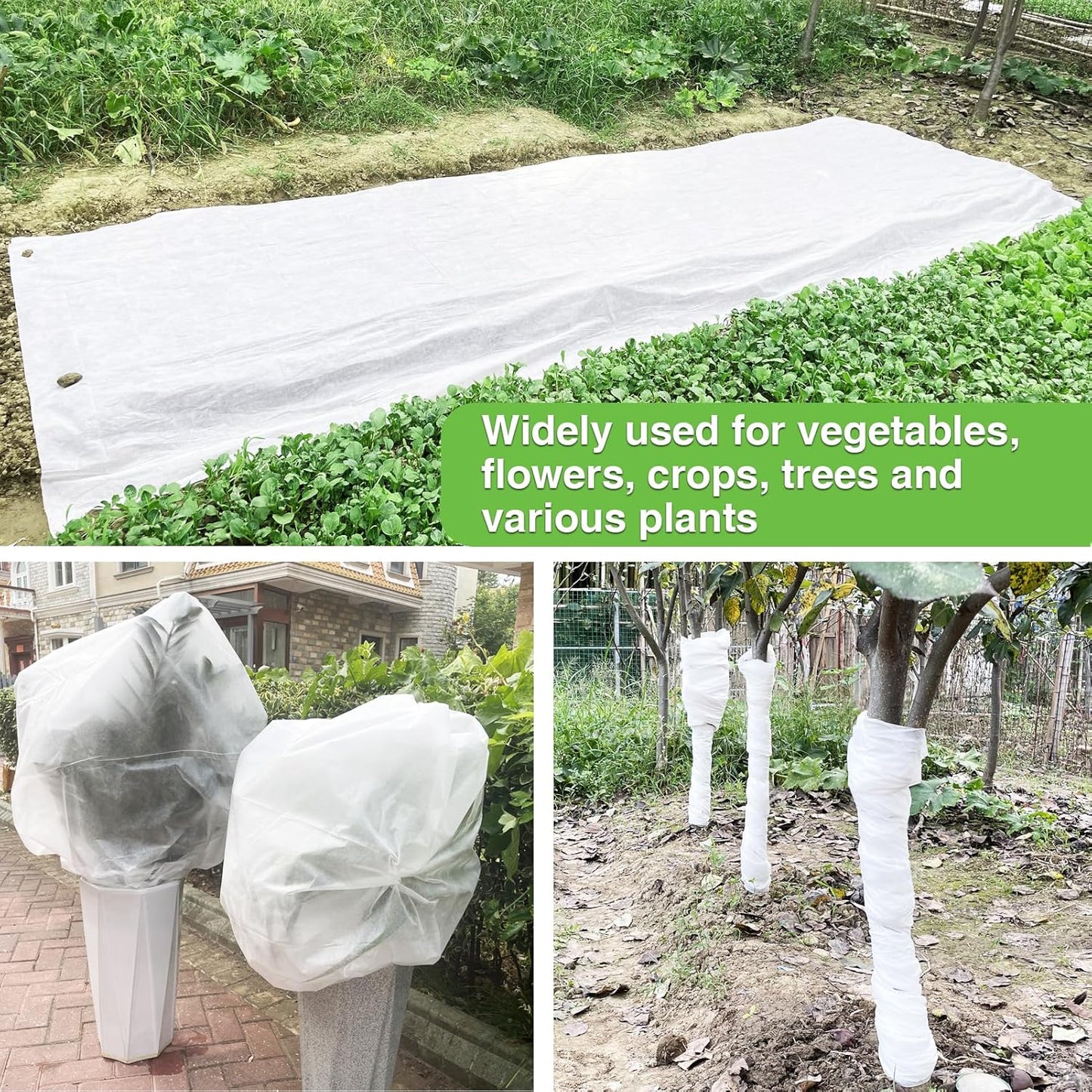 YFFSIDMY Plant Covers Freeze Protection, 6.5'x16' Frost Blankets for Outdoor Plants, Winter Tree Frost Cloth Plant Freeze Protection, Garden Heat Protection Floating Row Cover, White