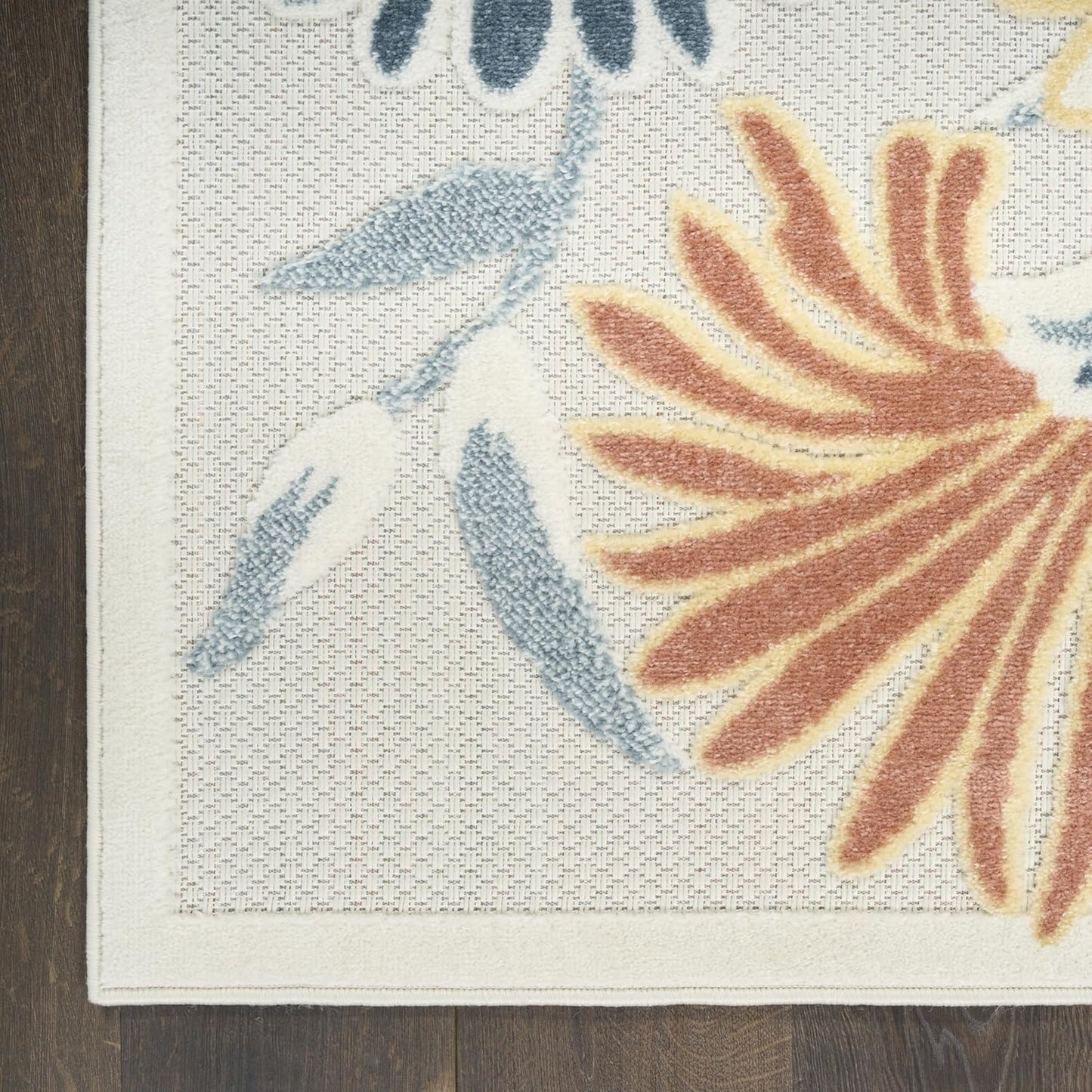 Nourison Aloha Ivory Rose 7'10" x 10'6" Area Rug - Easy Clean, Non Shedding, Bed Room, Living Room, Dining Room, Kitchen (8' x 11')