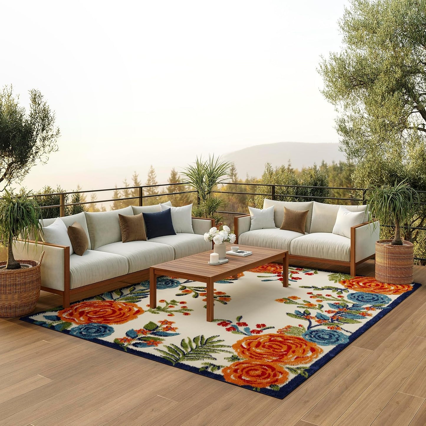 Nourison Home Aloha 72x108 Contemporary Fabric Rug in Multi-Color