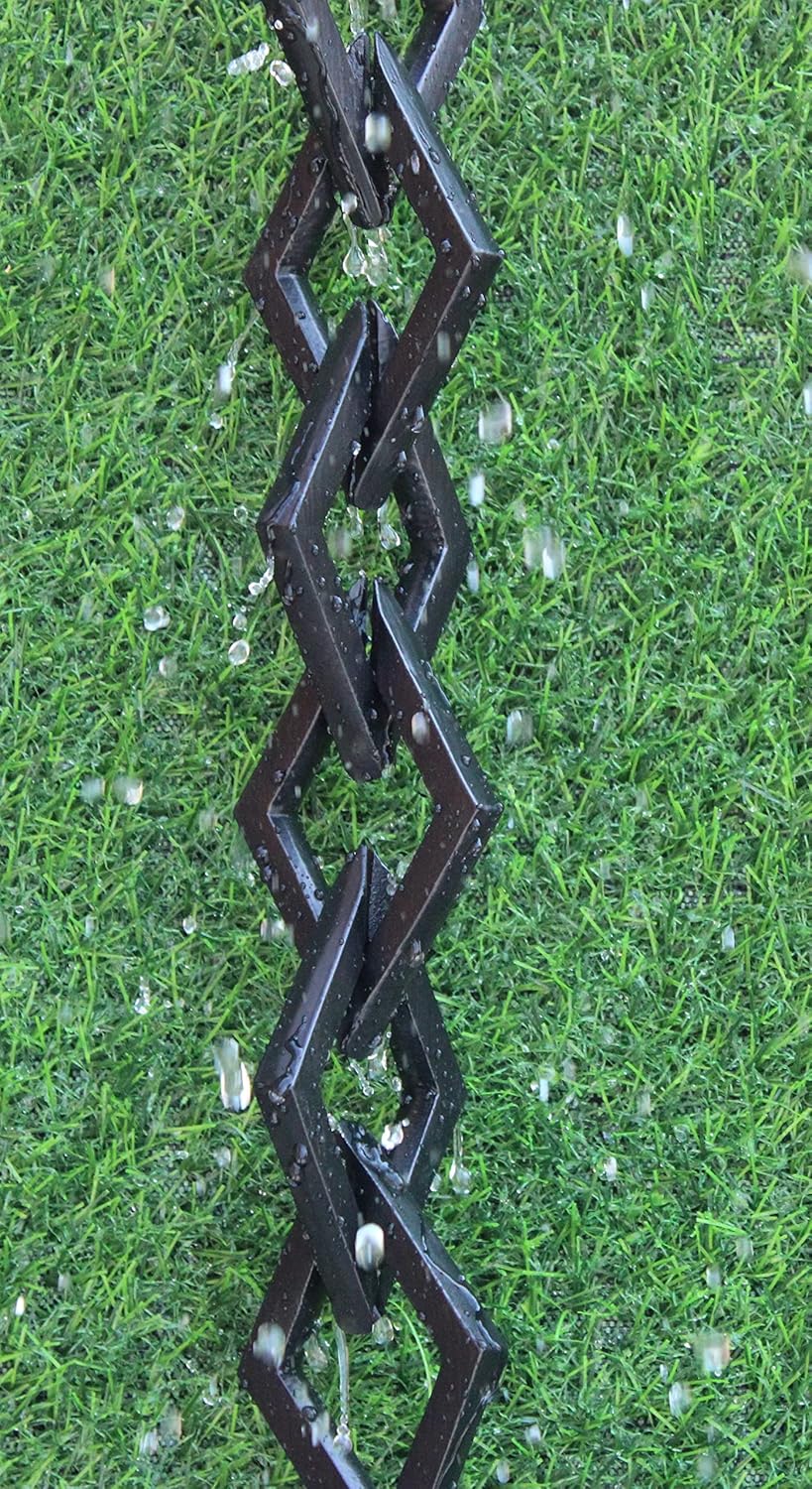 KAM Home Diamond Links Rain Chain with Installation Kit (Black, 14)