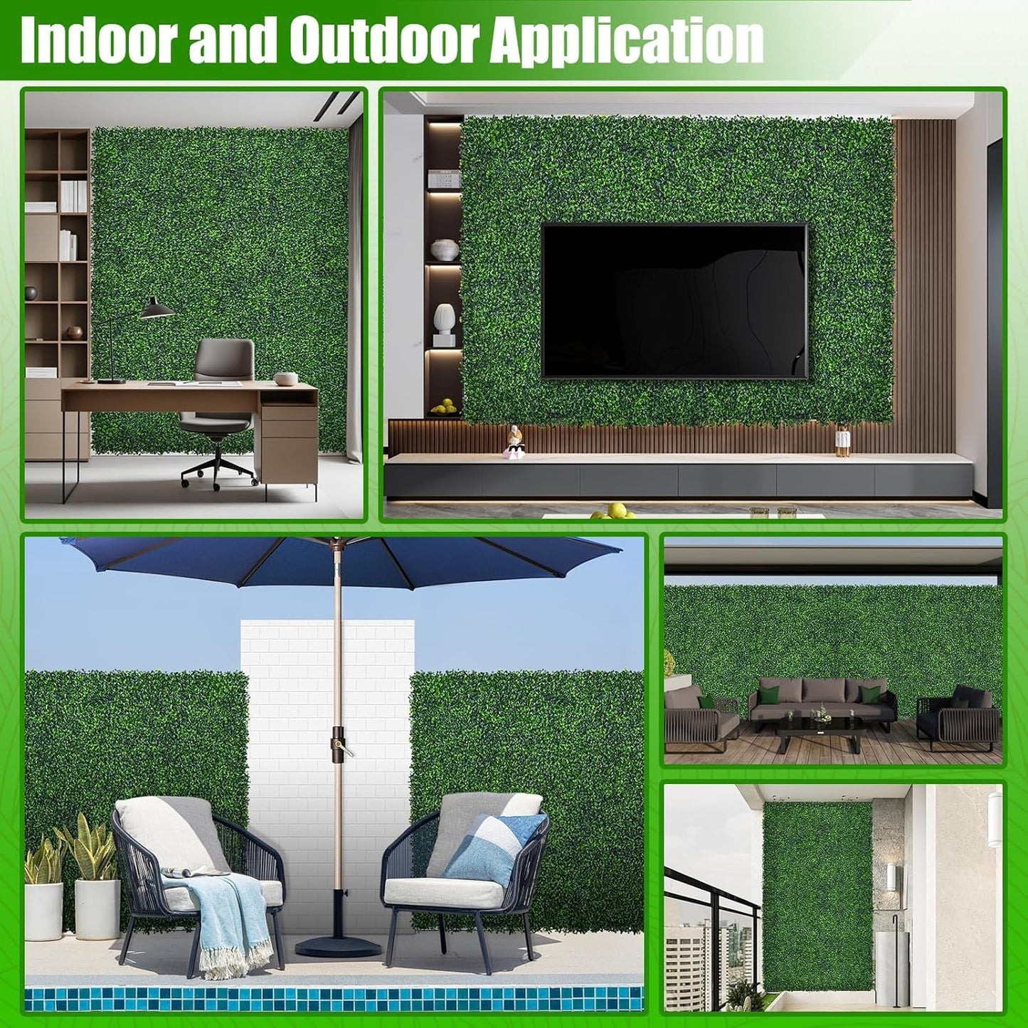 Artificial Boxwood Roll,71x126 in(62 sqft) UV-Anti Faux Ivy Grass Wall Backdrop for Balcony Privacy, Fake Grennery Wall Decor for Garden, Patio, Backyard