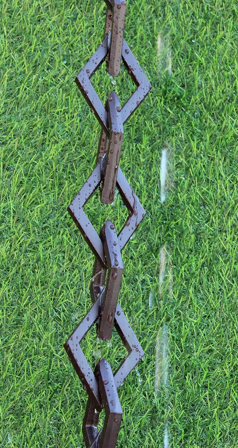 KAM Home Diamond Links Rain Chain with Installation Kit (Brown, 12)
