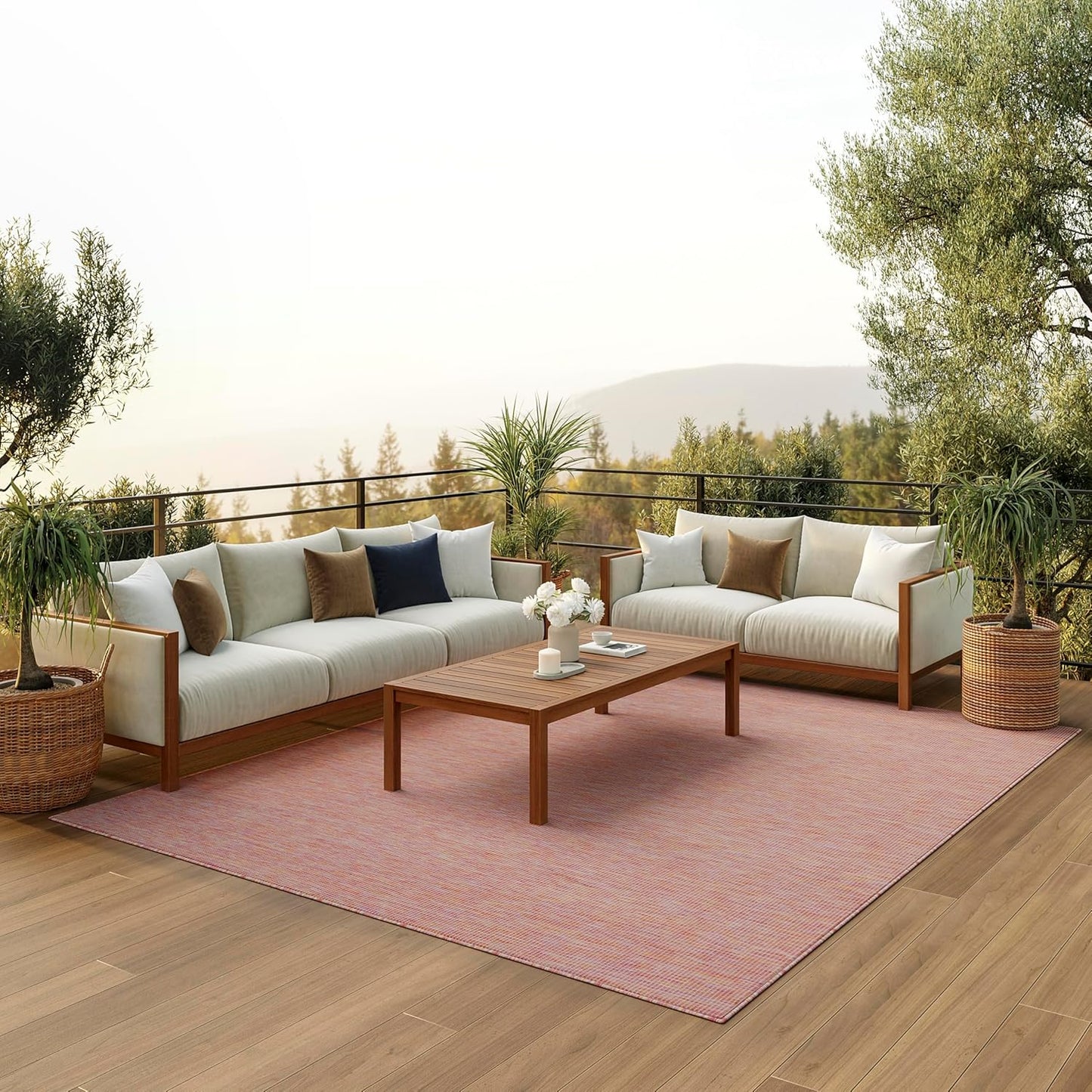 Nourison Home Positano Indoor/Outdoor Rainbow 7' x 10' Area Rug, Easy Cleaning, Non Shedding, Bed Room, Living Room, Dining Room, Backyard, Deck, Patio (7x10)