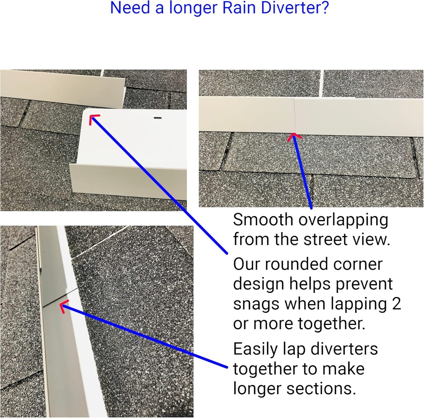 EAGLE 1- Shingle Roof Rain Diverter 40 Inches Long- 26 Gauge Material- Easy to Install- Includes Stainless Steel Nails (2, Charcoal Grey)