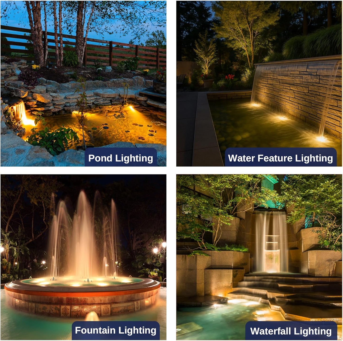 Low Voltage Brass Pond Lights Submersible - 12V IP68 Waterproof Bronze Pondlight, Solid Brass Fixture with Warm White MR16 Bulb for Outdoor Fountains, Waterfall, and Garden Accents(12 Pack)