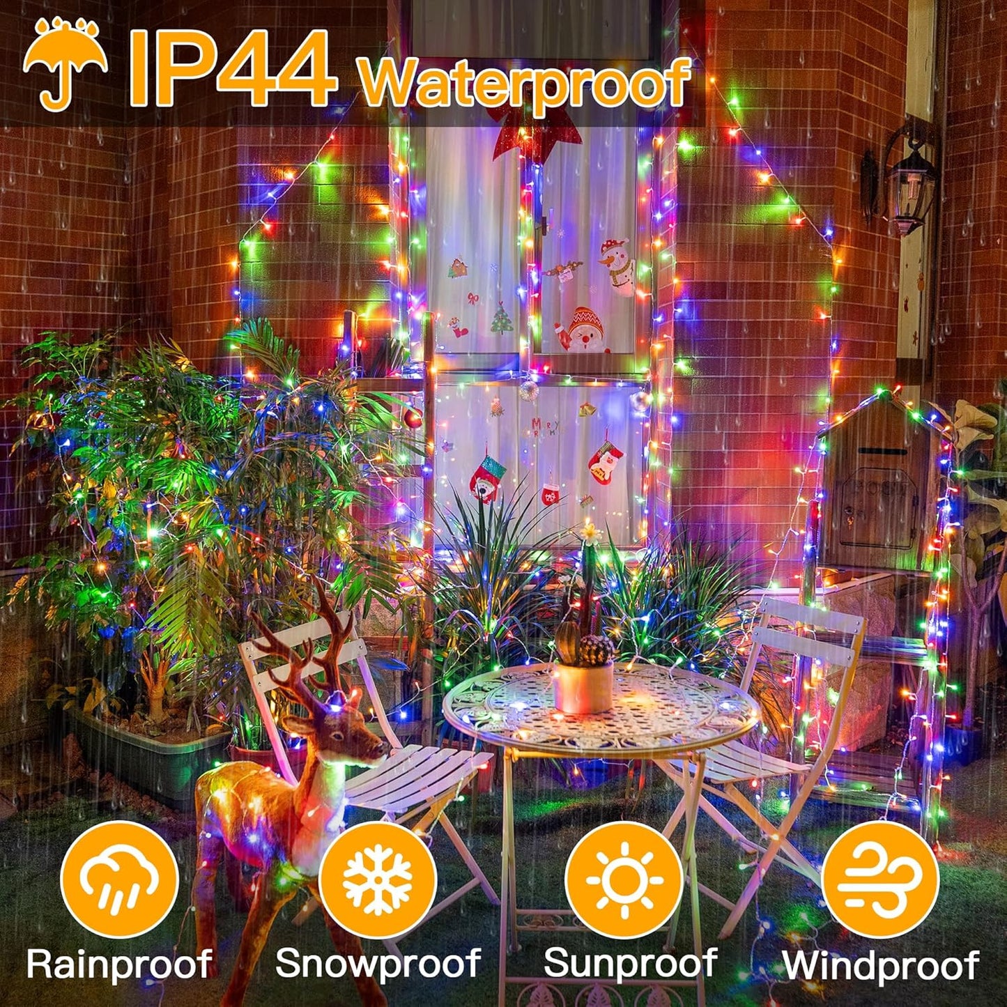 Ollny Christmas Lights Outdoor 400LED 131FT, Multicolor Fairy Lights with Remote 3 Timer, Plug in 8 Modes String Lights for Bedroom Indoor Outside House Party Xmas Decorations