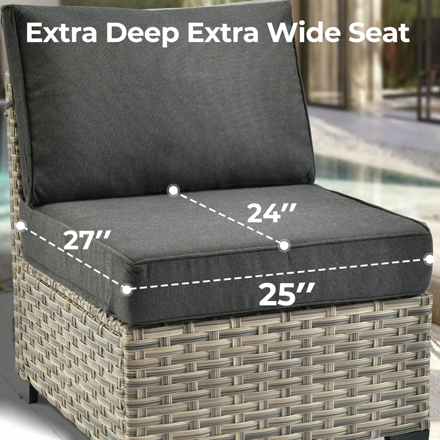 HOOOWOOO Outdoor Sectional Patio Furniture Set,8 Pieces Wicker Conversation Sets,Extra Deep Out Door Sofa Outside Furniture Couch with Swivel Chairs Ottoman,Black