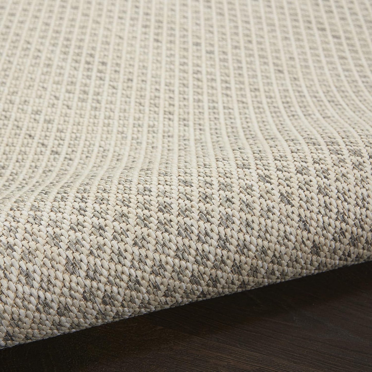 Nourison Home Courtyard Indoor/Outdoor Ivory Silver 3' x 5' Oval Area Rug, Easy Cleaning, Non Shedding, Bed Room, Living Room, Dining Room, Backyard, Deck, Patio (3x5)