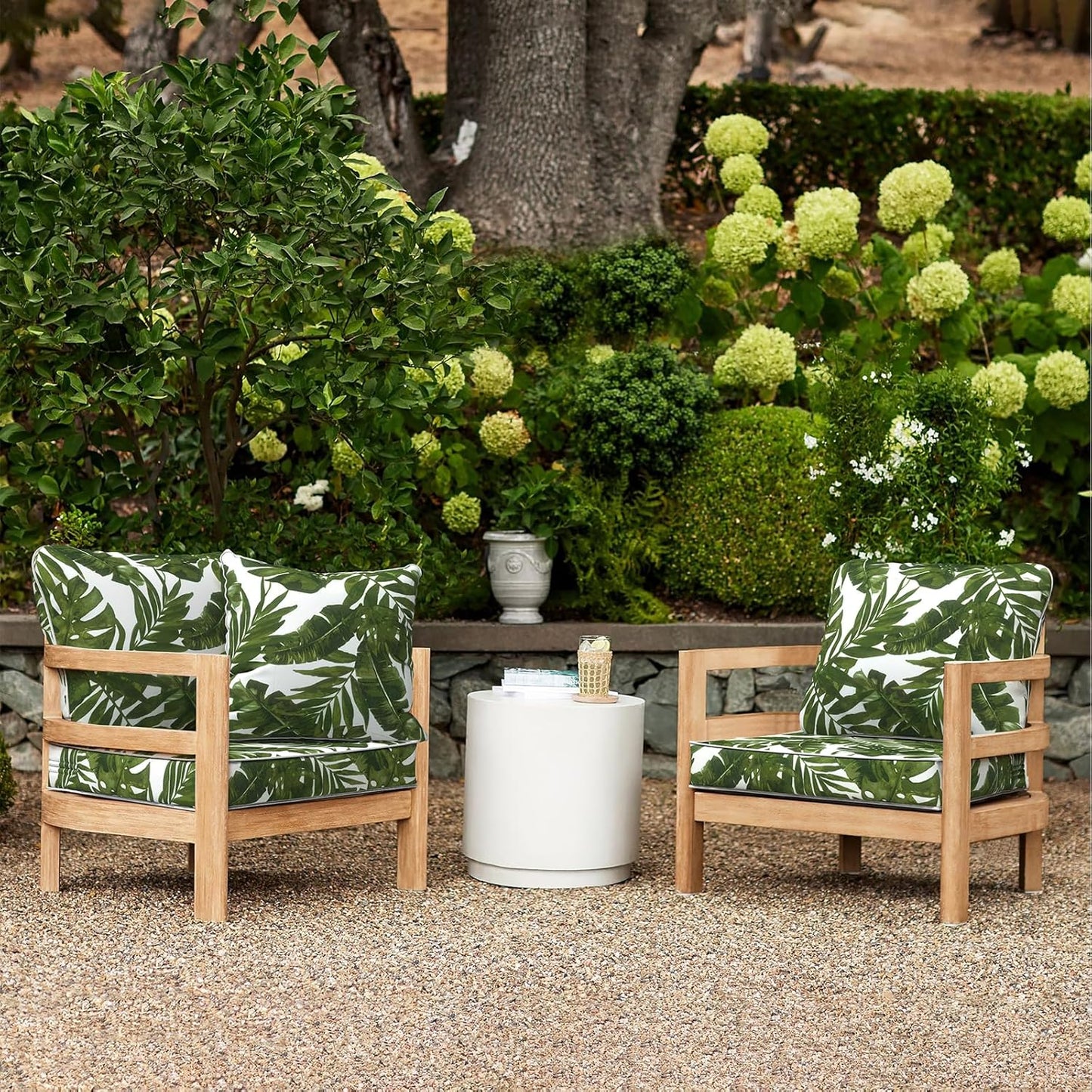 LVTXIII Outdoor/Indoor Deep Seat Cushion Patio Seat and Back Cushion Set All-Weather Replacement Chair Cushion for Chairs Sofa and Coach, 24"x24"x4", Palms Green
