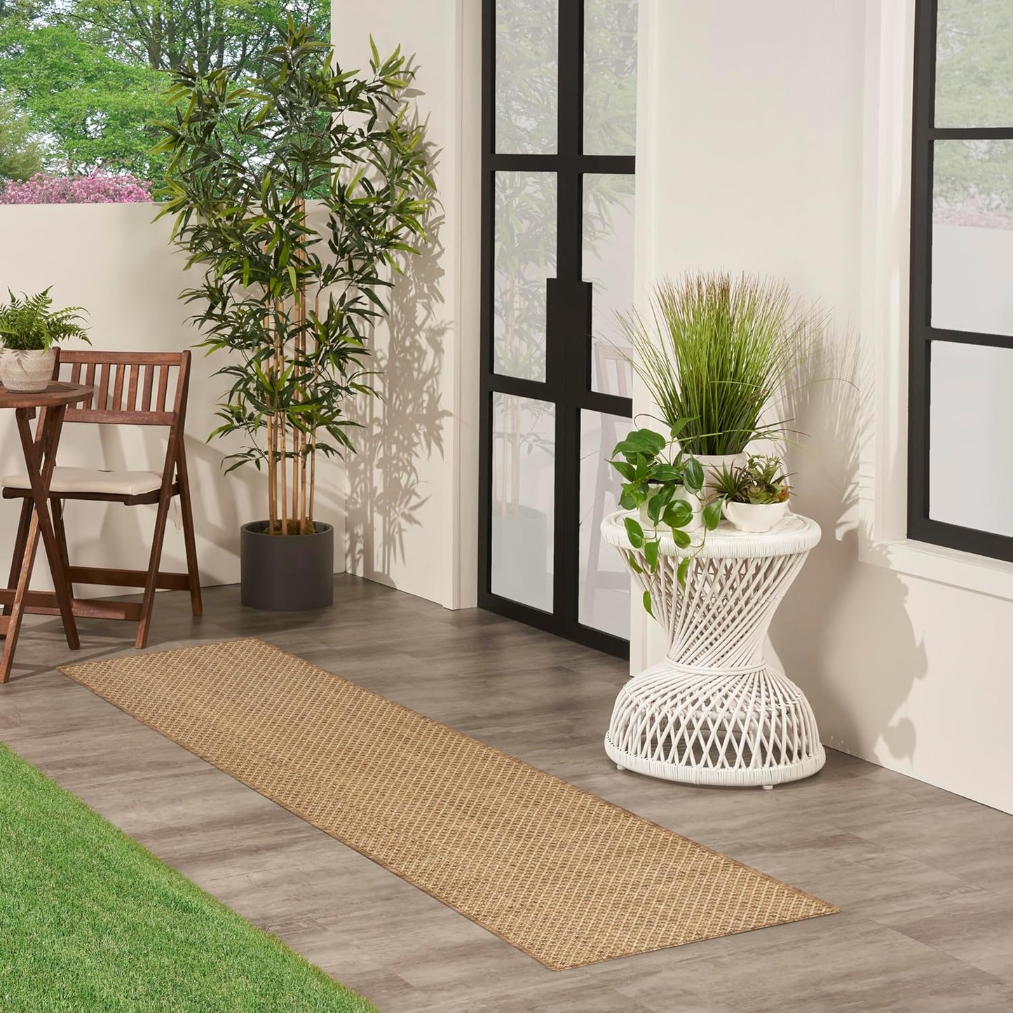 Nourison Home Courtyard Jute 2' x 6' Area Rug - Easy Clean, Non Shedding, Bed Room, Living Room, Dining Room, Kitchen (6' Runner)