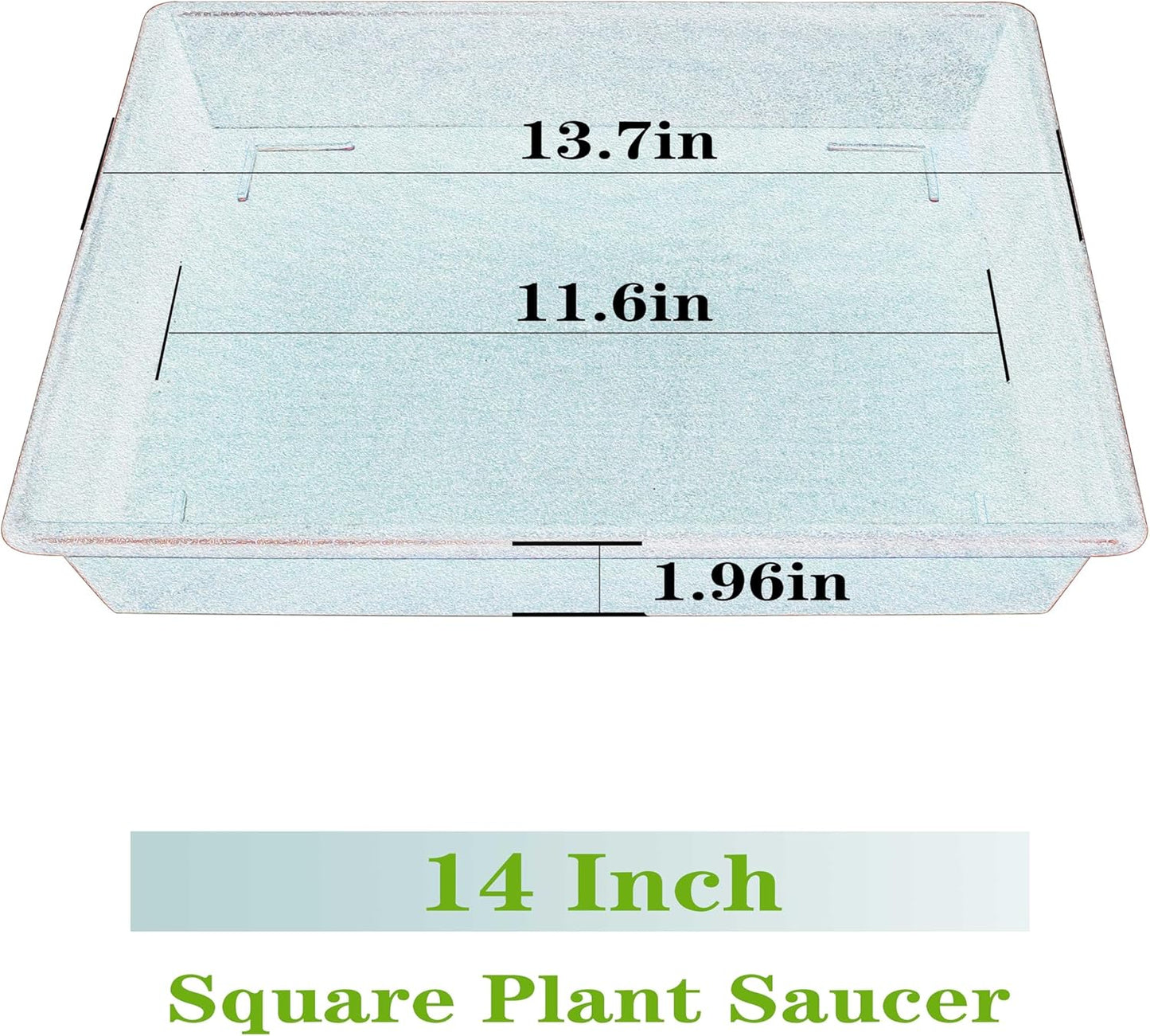 Square Plant Saucer 14 Inch 4 Pack, Plant Stand Plant Trays for Pots Heavy Duty Plastic Plant Saucers for Indoors Outdoors, Flower Pot No Holes Terracotta Plant Lover Gardening Gifts