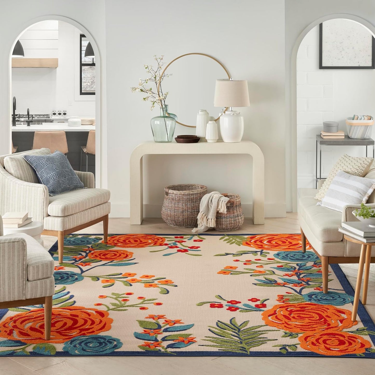 Nourison Home Aloha 72x108 Contemporary Fabric Rug in Multi-Color