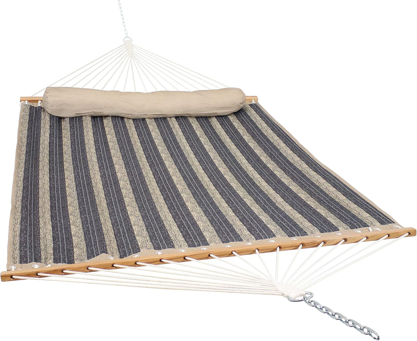 Sunnydaze Quilted Outdoor Hammock with Spreader Bars - Heavy-Duty 450-Pound Capacity Double Hammock for Outside - Mountainside