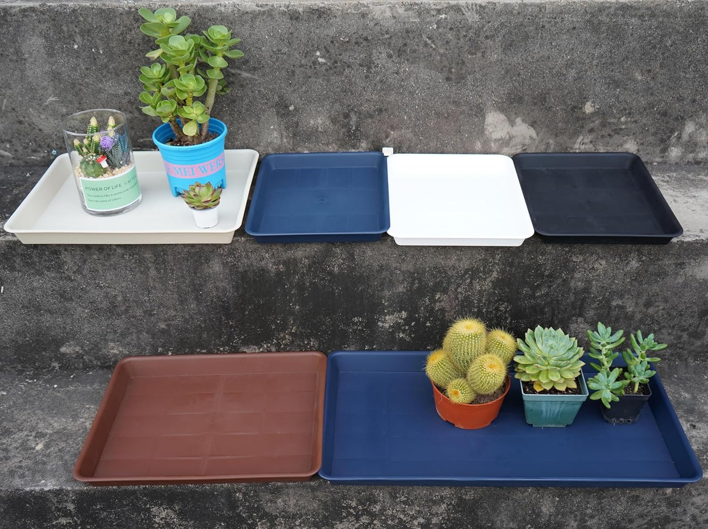 Plant Growing Trays 2 Pack, Plant Tray, 14.5"x11", Heavy Sturdy Plastic Plant Saucer Seed Trays, Seedling Starter Tray, Plant Drip Trays for Indoors, Seed Starter Growing Tray (Blue)