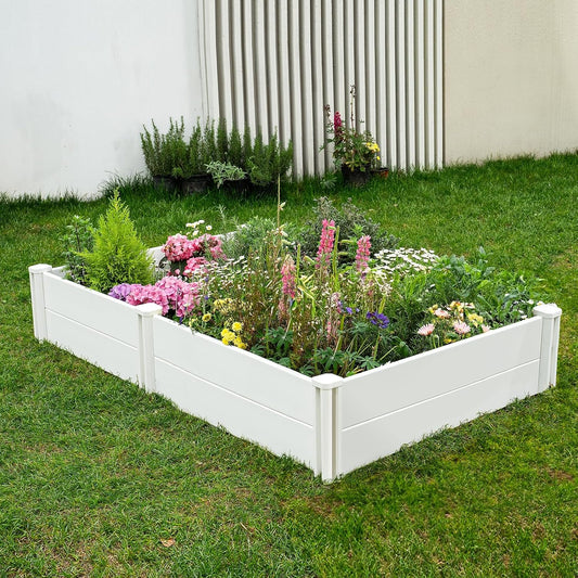 PASAMIC Durable Vinyl Raised Garden Bed, 6x3x1ft Raised Bed for Gardening, Planter Box with Open Bottom, Raised Garden Bed Outdoor, DIY Above Ground Garden Bed for Fruit, Vegetables, Herbs