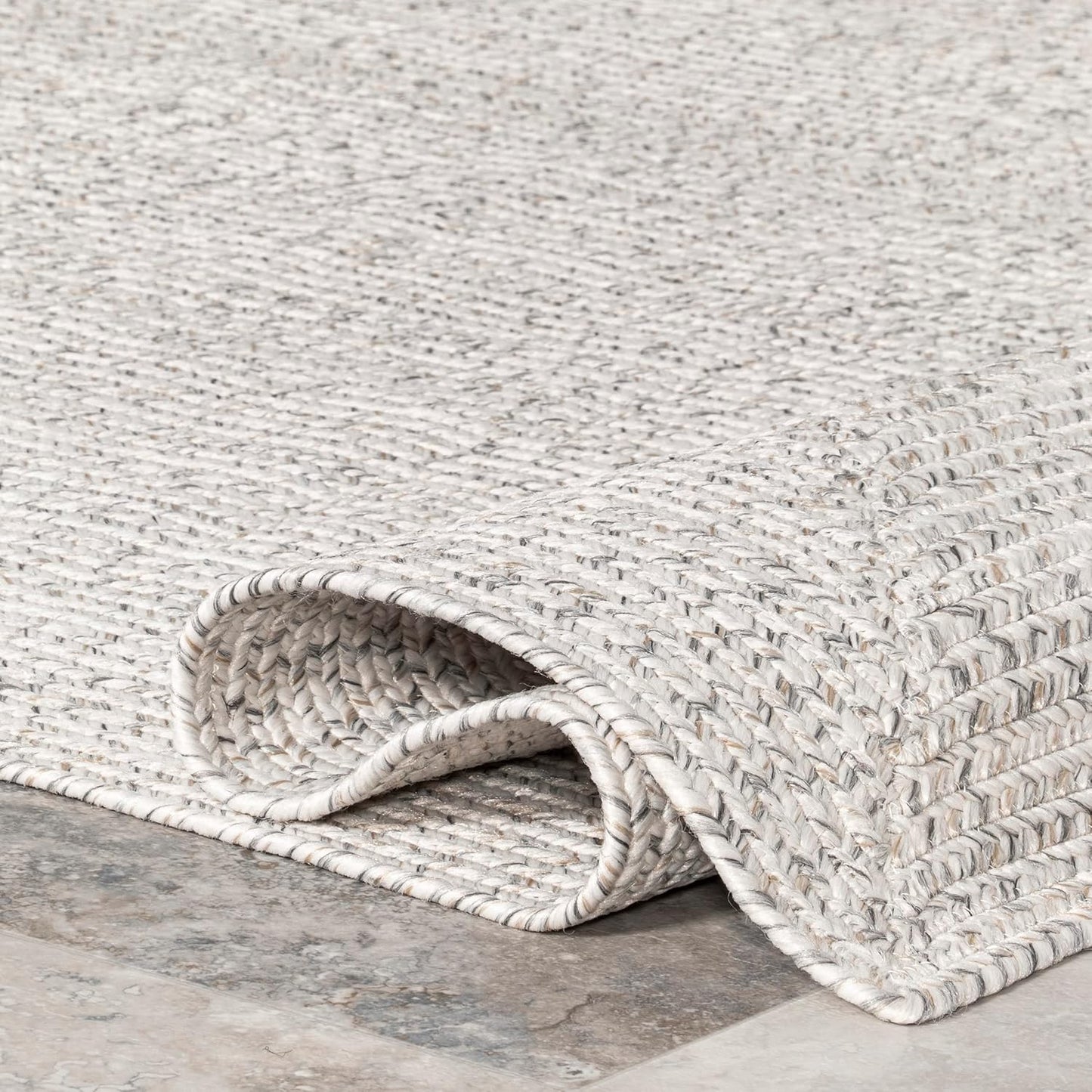 nuLOOM 2' x 6' Solid Hand Braided Indoor/Outdoor Area Rug, Pet-Friendly, High Traffic, Weather Resistant, for Patio, Balcony, Bedroom, Living, Dining Room, Wynn Ivory