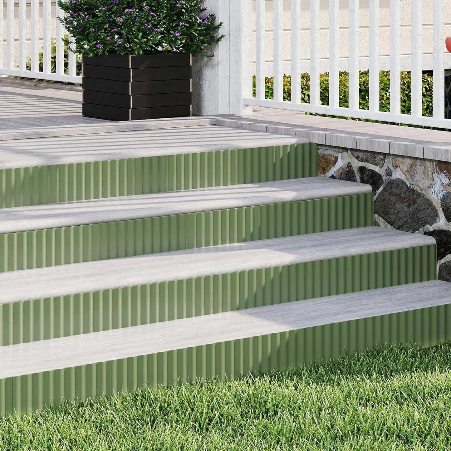 Metal Garden Edging Border, Corrugated Steel Landscaping, DIY for Lawn (Green, 8 Inch x 20FT)