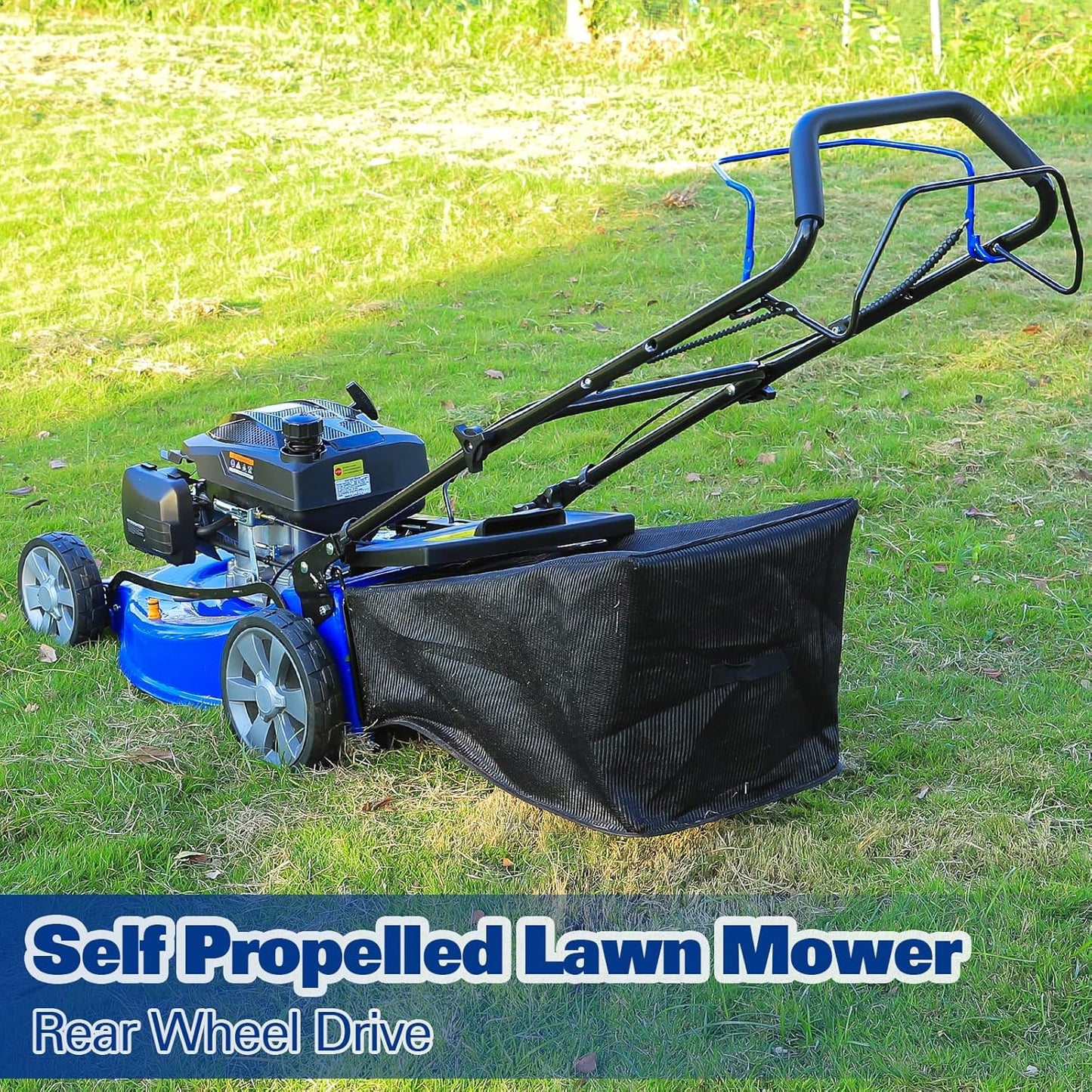 BILT HARD 21 Inch Self Propelled Gas Lawn Mower, 201cc 4-Cycle OHV Engine, 3-in-1 Functions (Bagging, Mulching and Side Discharge) with 8-Positions Adjustable Cutting Height, Easy Start