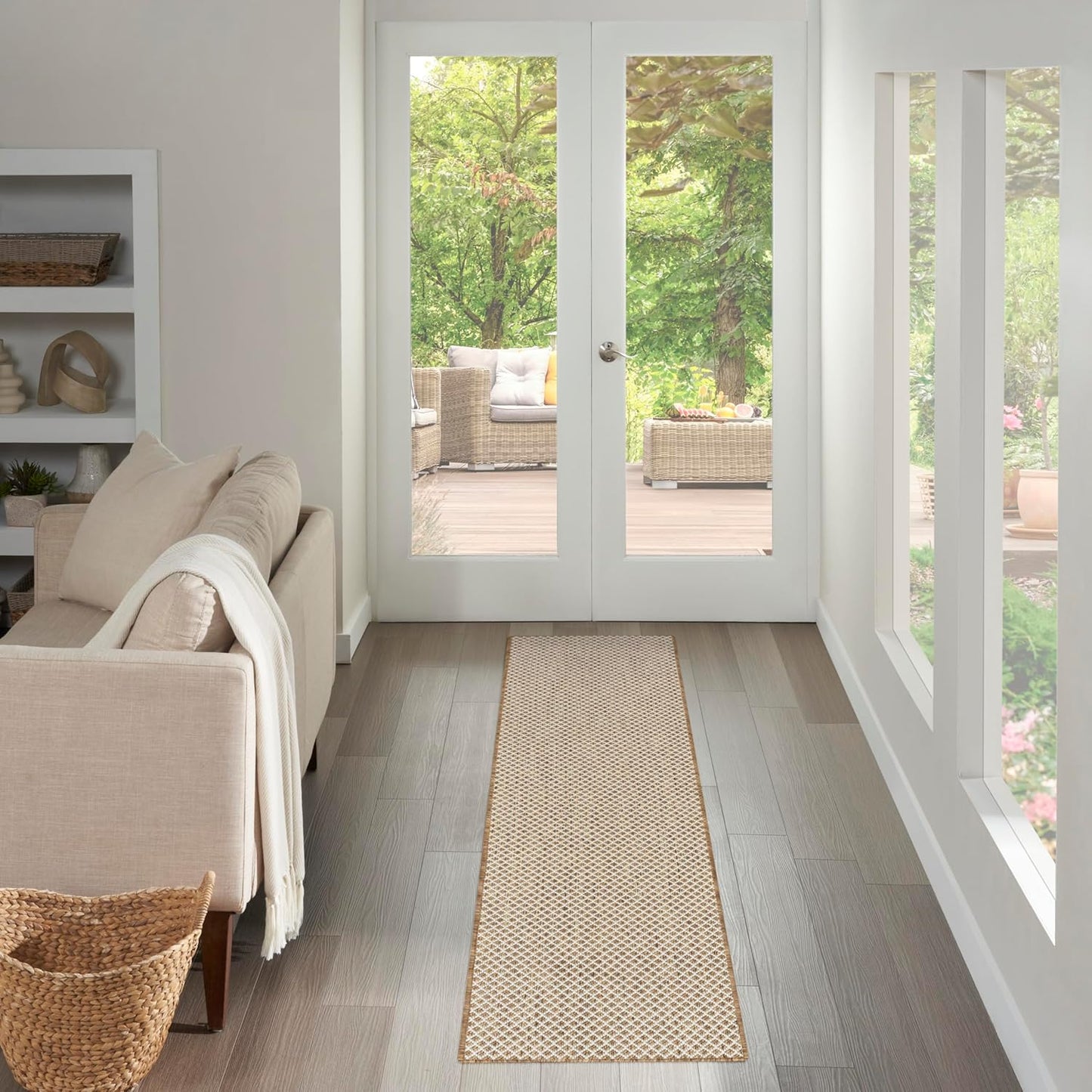 Nourison Home Courtyard Jute Ivory 2' x 6' Area Rug - Easy Clean, Non Shedding, Bed Room, Living Room, Dining Room, Kitchen (6' Runner)