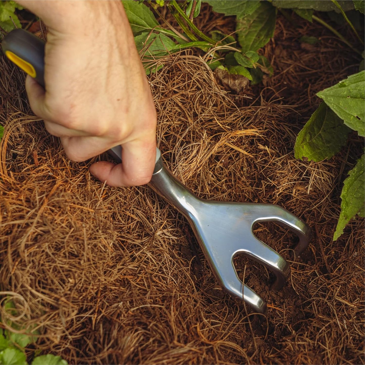 Woodland Tools Heavy Duty Hand Cultivator, 3-Prong Garden Claw Tiller Tool with Anodized Aluminum Head and Soft Ergonomic Grip, Manual Soil Cultivator for Weeding, Digging, and Breaking Up Dirt
