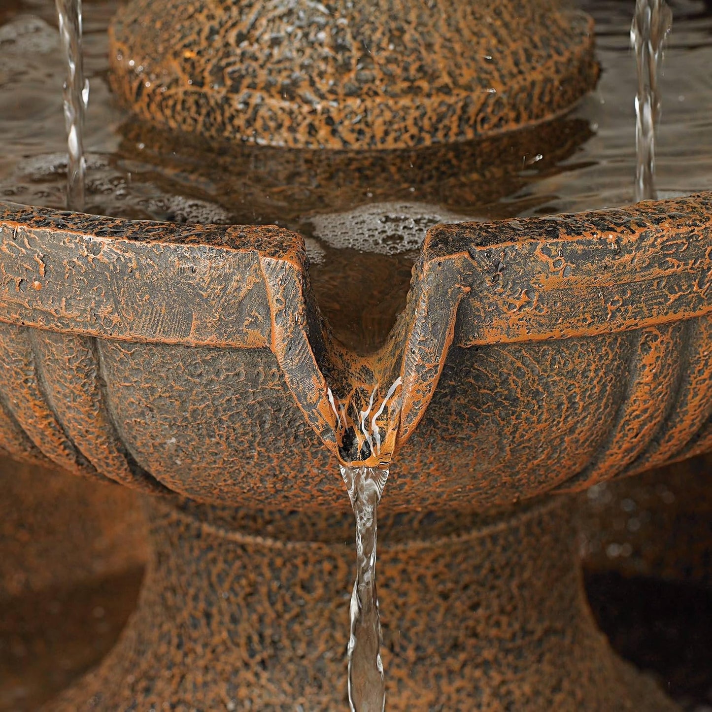 Ravenna 43" High Large Italian Indoor Outdoor Decor Faux Stone Floor Fountain Standing Waterfall 3-Tier Basin Tall Water Feature for Outside Garden Patio Yard Backyard Porch Deck - John Timberland