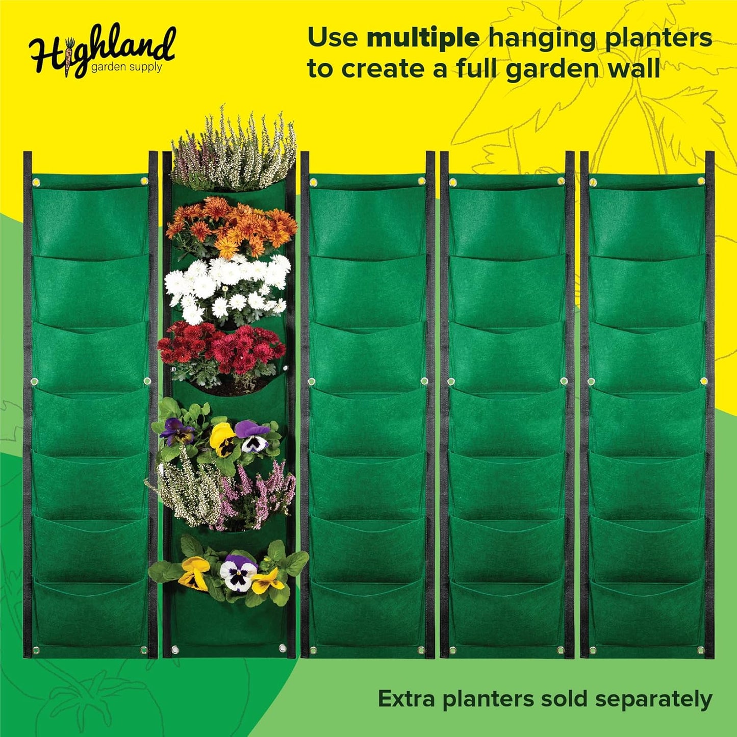 Hanging Vertical Garden Planter 7 Bag Flower Pouch Living Wall Planter Indoor Hanging Herb Garden Wall Plant Pocket