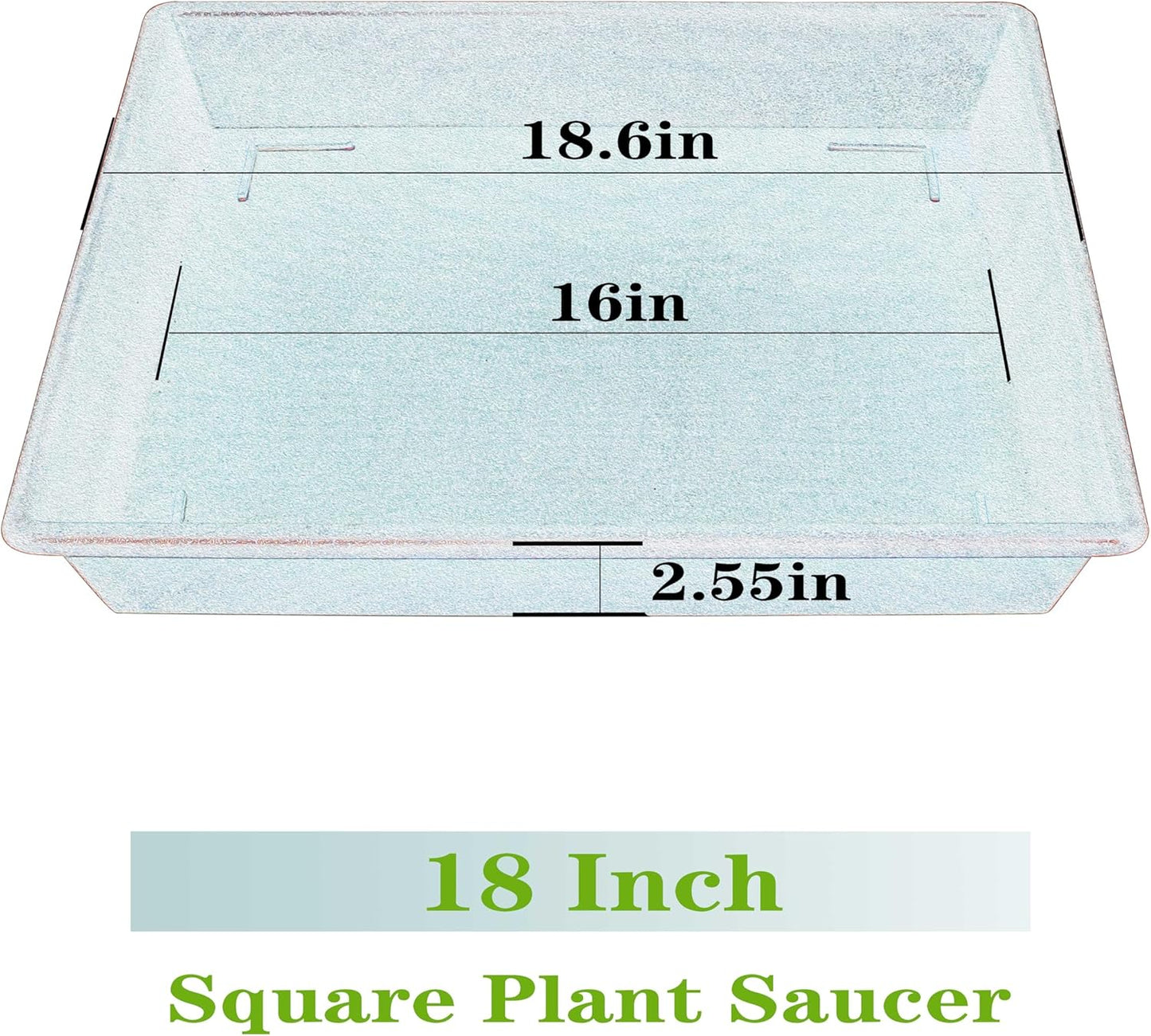 Square Plant Saucer 18 Inch 2 Pack 10 14 16 18 20 Extra Large Plant Trays for Pots Heavy Duty Plastic Plant Saucers for Indoors Outdoors, Flower Pot No Holes Plant Drip Trays