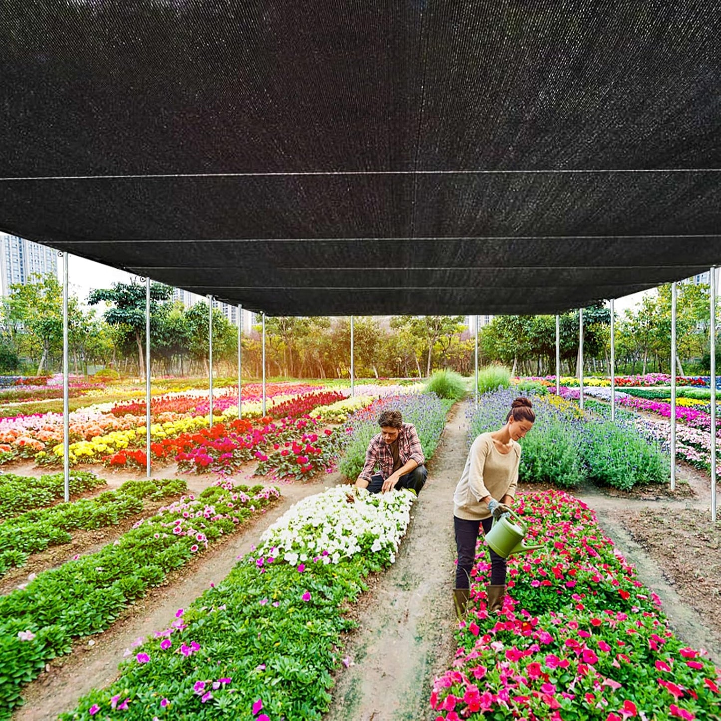 QLOFEI Shade Cloth for Garden, 90% Sunblock Neting Cover with Grommets, Sun Shade Cloth for Patio Pergola Greenhouse Plants Cover Mesh Tarp, 10x24 FT