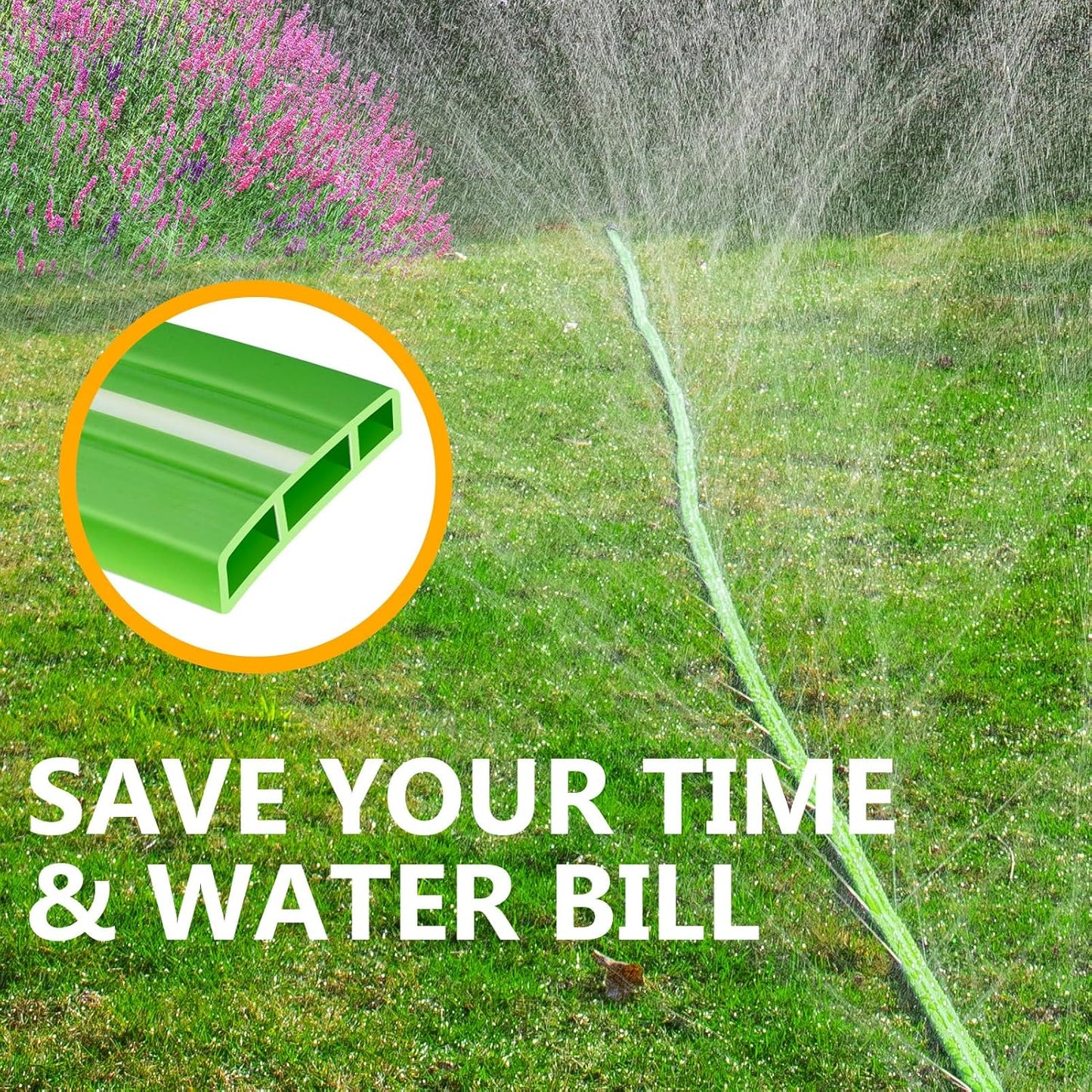 LAVEVE Sprinkler Soaker Hose for Yard 75 FT, Heavy Duty Garden Water Hoses with Stakes, Sprinklers System for Lawn, Flexible Drip Irrigation Tubing