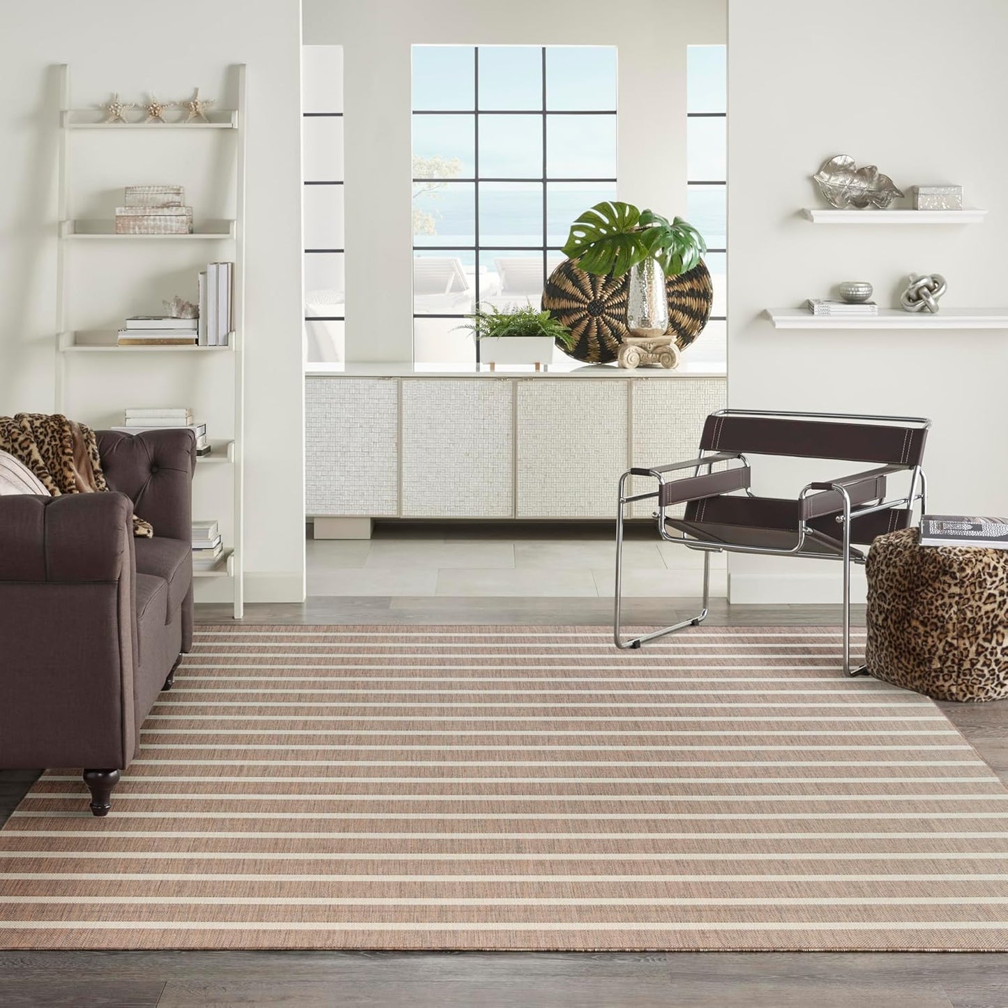 Nourison Home Positano Indoor/Outdoor Jute Ivory 8' x 10' Area Rug, Easy Cleaning, Non Shedding, Bed Room, Living Room, Dining Room, Backyard, Deck, Patio (8x10)