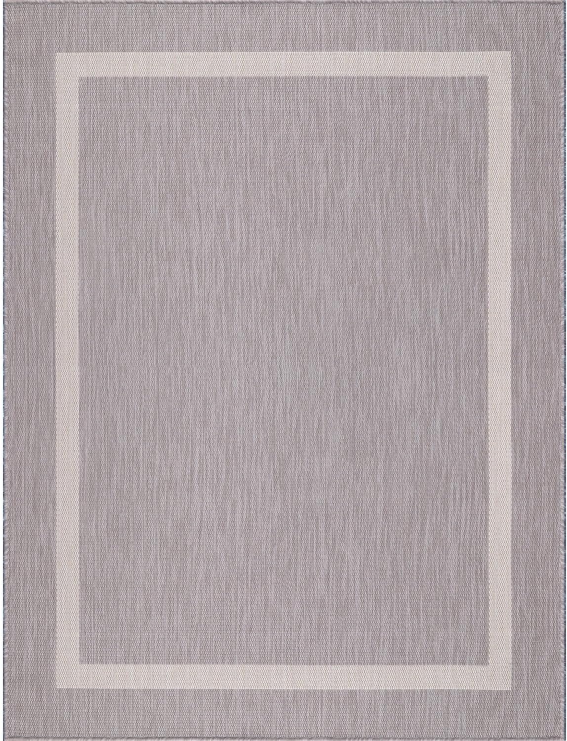 Bordered Outdoor Rug 8x10 Washable Outside Carpet for Indoor Patio Porch Waterproof Easy Cleaning Non Shedding Area Rugs Gray 8 x 10