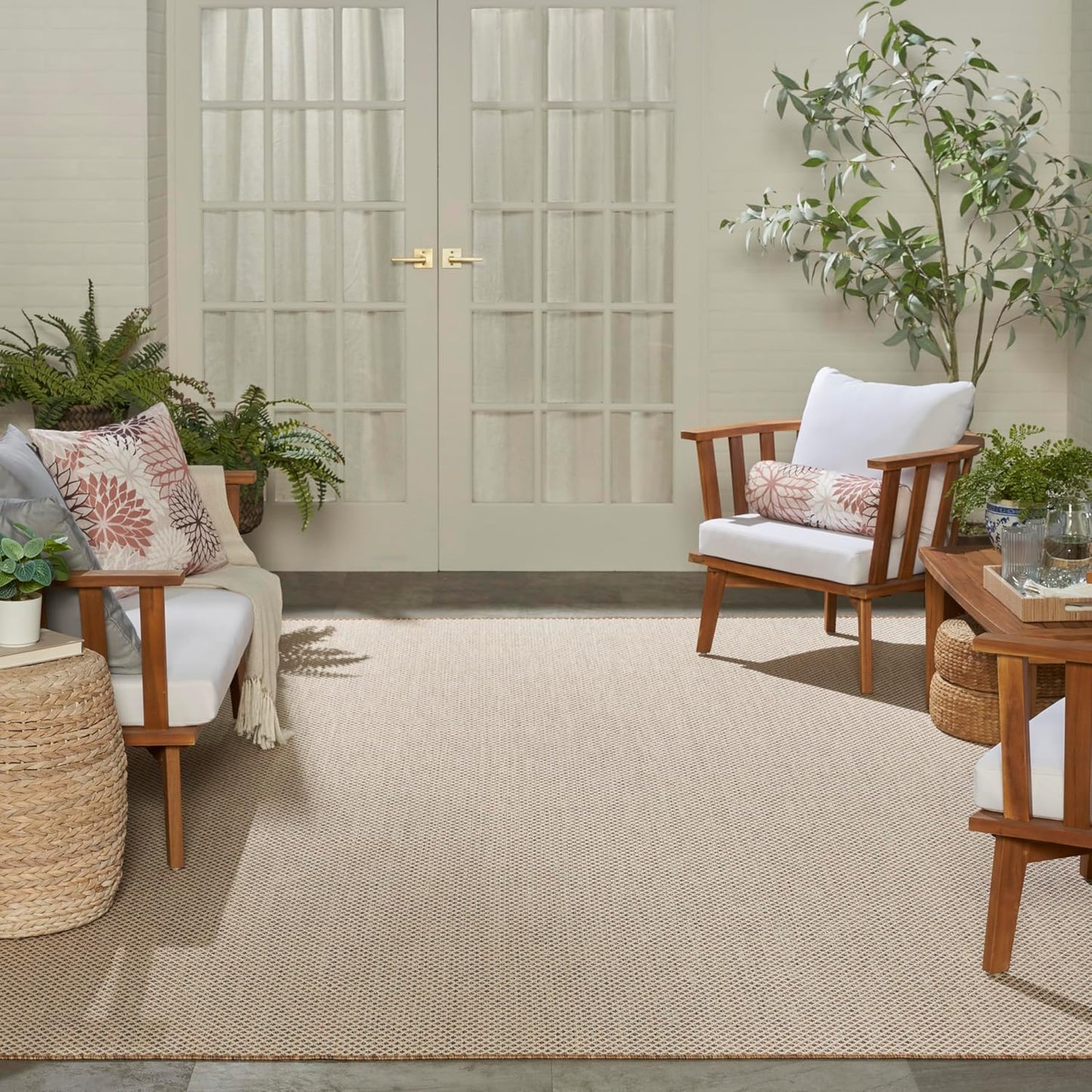 Nourison Home Courtyard Jute Ivory 9' x 12' Area Rug - Easy Clean, Non Shedding, Bed Room, Living Room, Dining Room, Kitchen (9' x 12')