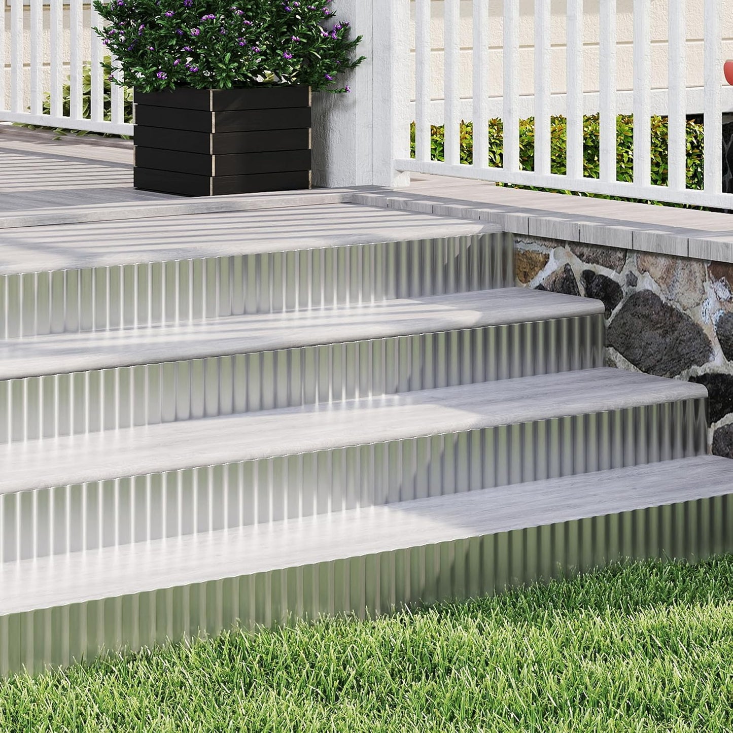 Metal Garden Edging Border, Corrugated Steel Landscaping, DIY for Lawn (Silver, 8 Inch x 10FT)