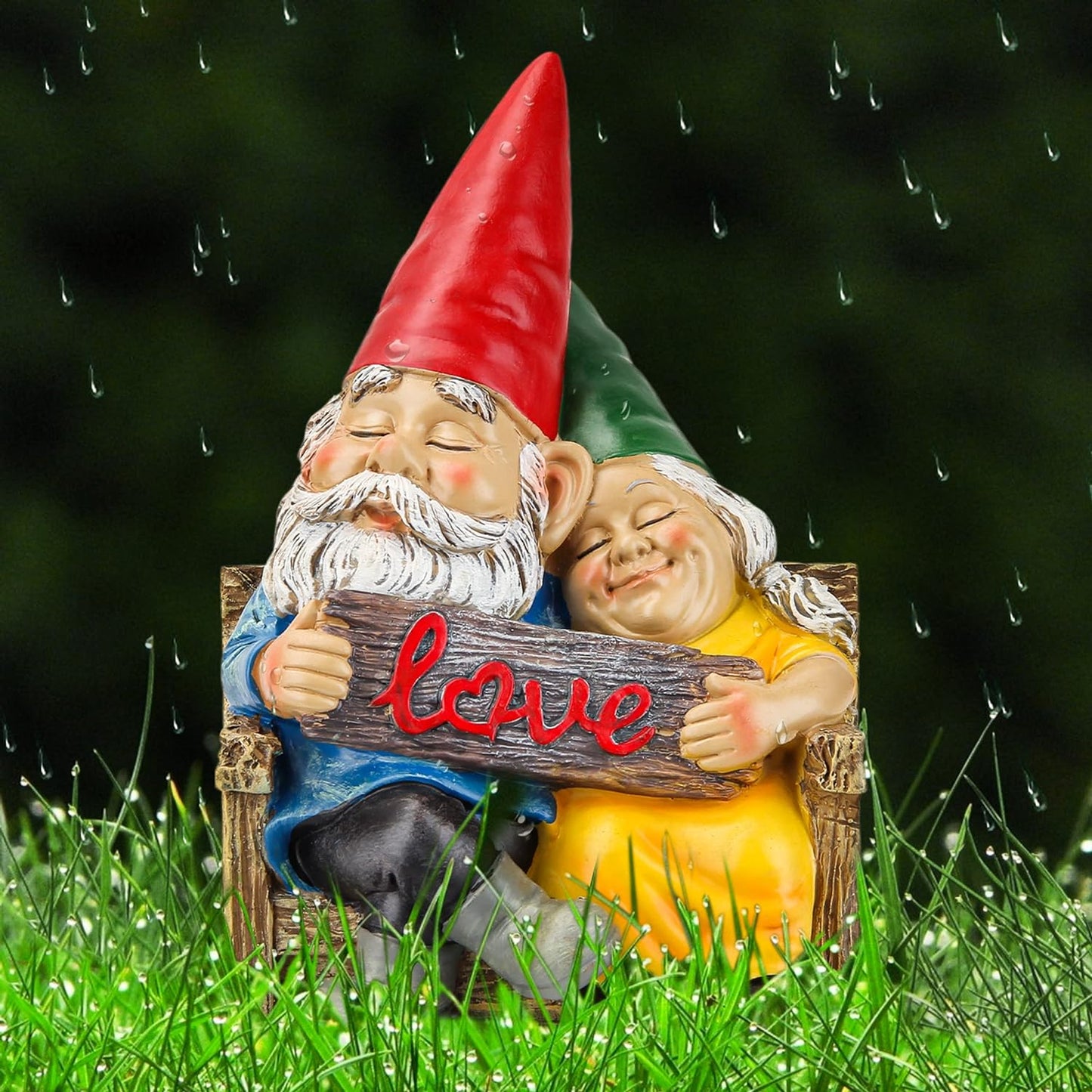 Garden gnome statue for outdoor decor,Couple in love gnomes figurine for patio lawn yard garden outdoor decoration,garden sculptures & statues,knome romantic indoor ornament forever lover gift