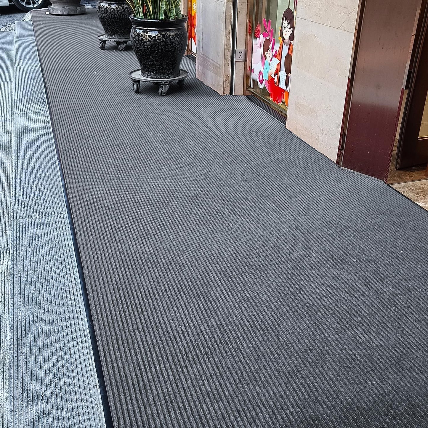 TANYOYO3' X 6' Commercial Grade Door Floor Mat Brush Step Entrance Mat Vinyl Backed Utility Doormat Heavy Duty Floor Rugs Commercial Outdoor Carpet Indoor Entrance Mat，Grey