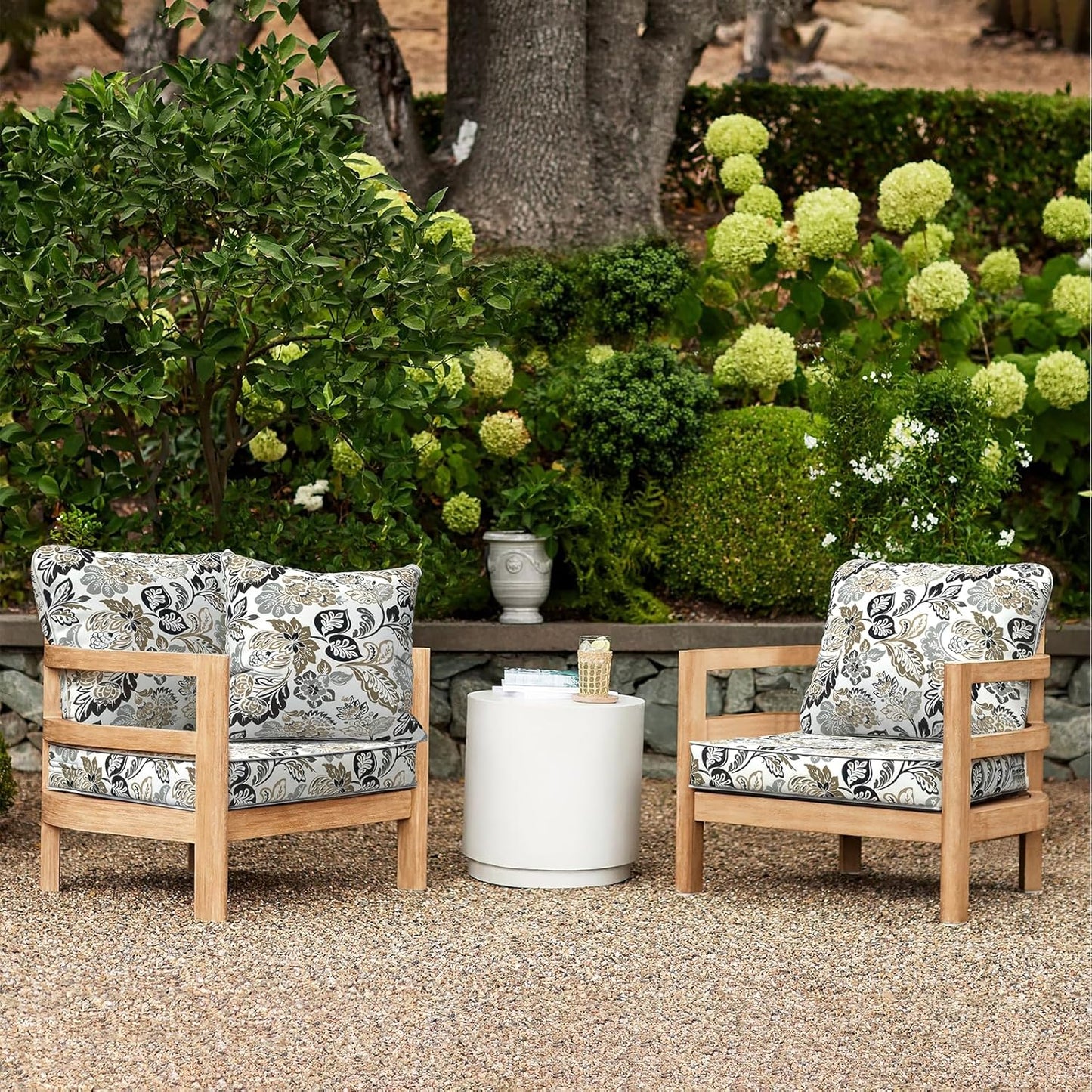 LVTXIII Outdoor Deep Seat Cushion Patio Seat and Back Cushion Set Seasonal Chair Cushion with Removable Cover and Adjustable Buckle for Home and Garden, 24"x24"x4", Dailey Tan