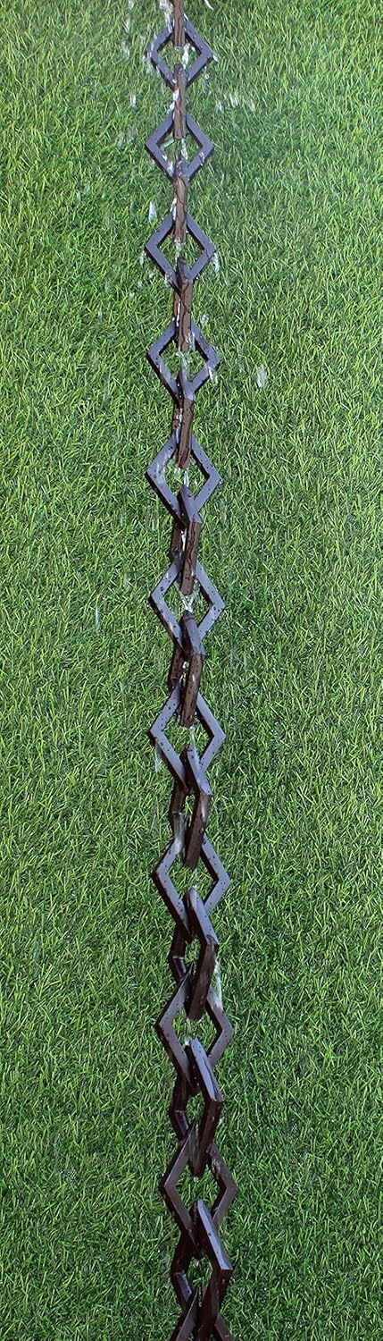 KAM Home Diamond Links Rain Chain with Installation Kit (Brown, 10)