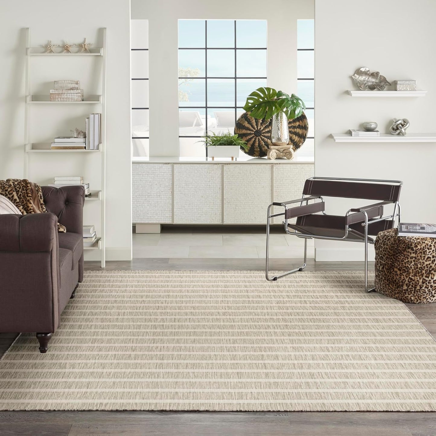 Nourison Home Positano 8' x 10' Fabric Grey Ivory Area Rug