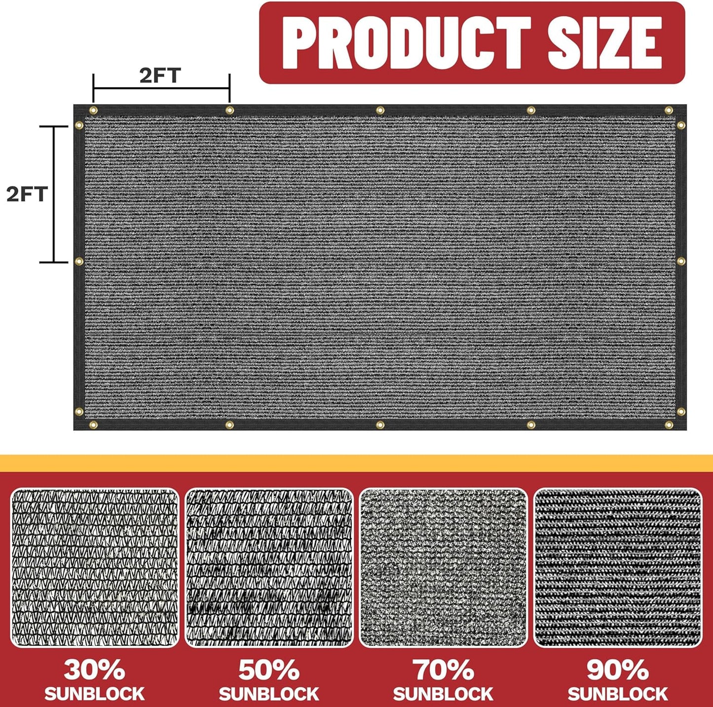 ShadeMart 50% Shade Cloth for Plant, Black 16FT x 69FT Custom Size Outdoor Shade Tarp, Shade Cover with Upgrade Grommets and Zip Ties, Netting Sunblock Net for Vegetables Flower Garden Greenhouse