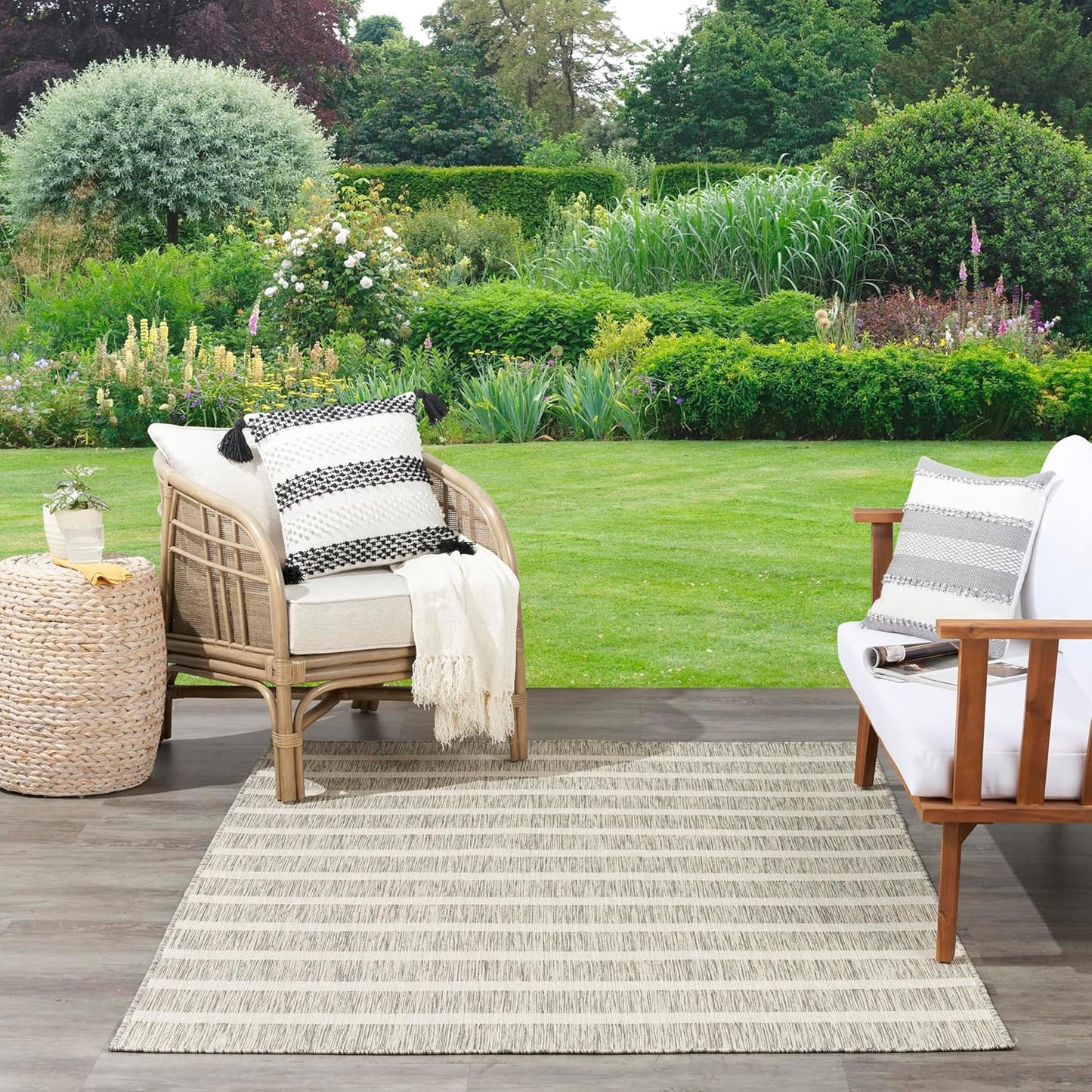 Nourison Home Positano 8' x 10' Fabric Grey Ivory Area Rug