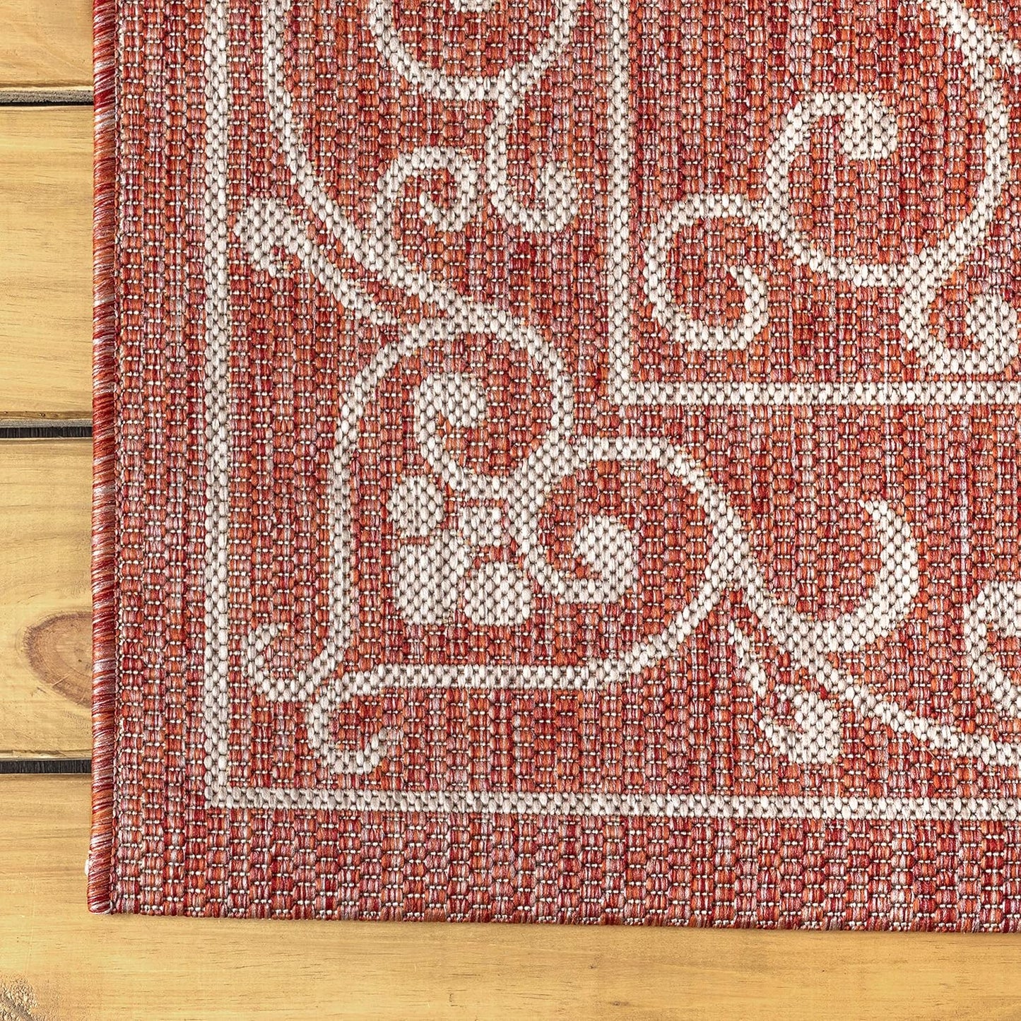 JONATHAN Y SMB106B-5 Charleston Vintage Filigree Textured Weave Indoor/Outdoor Red/Beige 5 ft. x 8 ft. Area Rug, Classic,Easy Cleaning,HighTraffic,LivingRoom,Backyard, Non Shedding