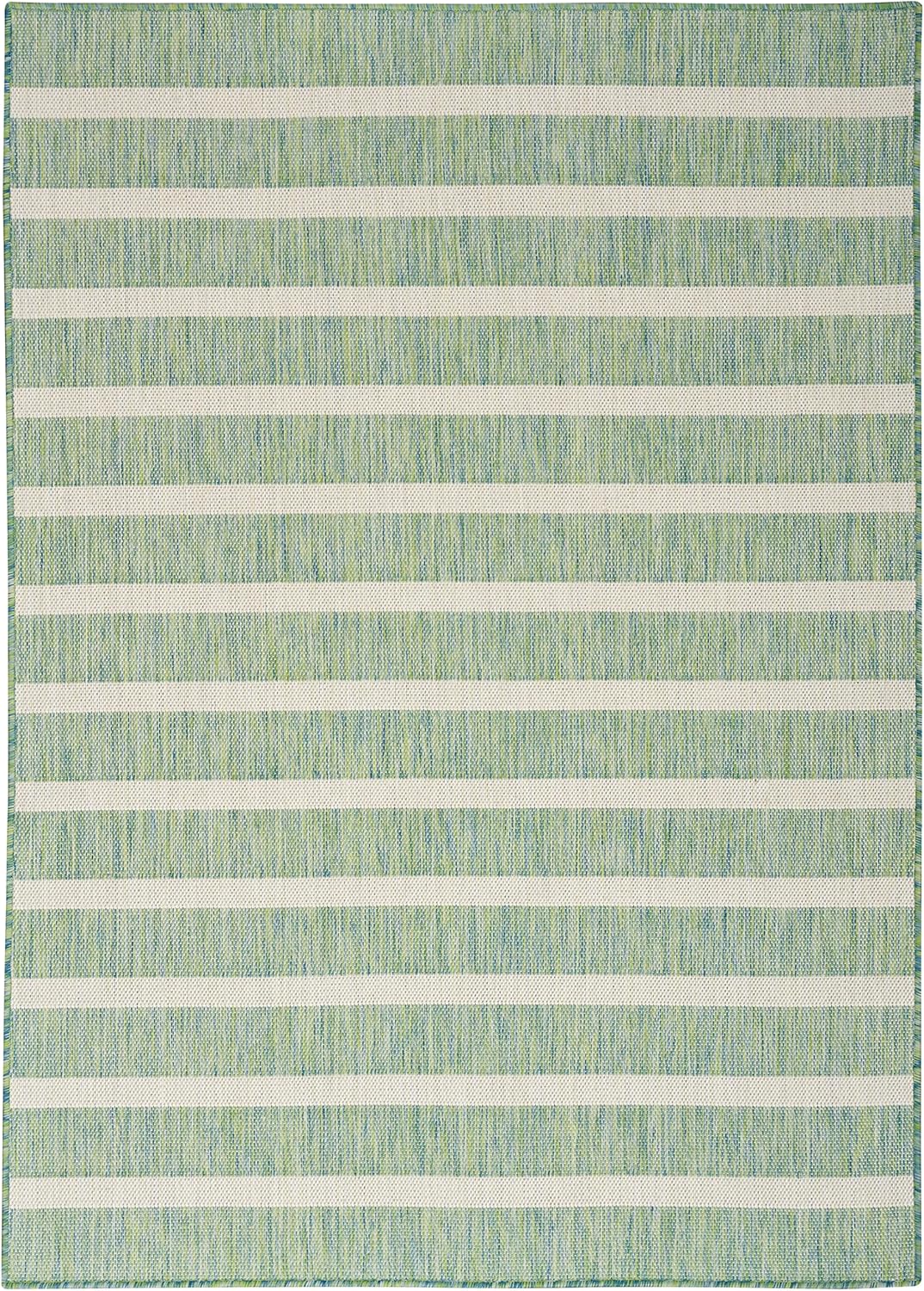 Nourison Home Positano Indoor/Outdoor Blue Green Ivory 5' x 7' Area Rug, Easy Cleaning, Non Shedding, Bed Room, Living Room, Dining Room, Deck, Backyard, Patio (5x7)