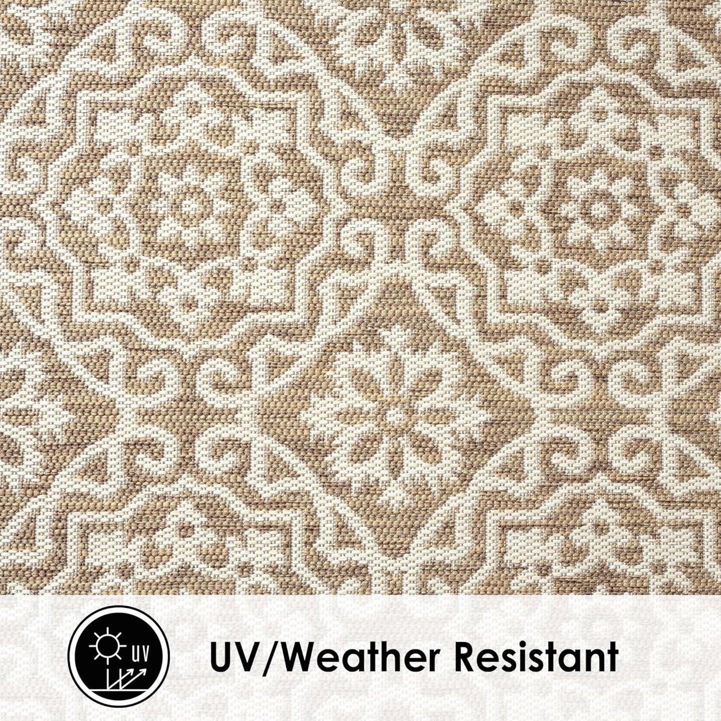 Nicole Miller New York Patio Country Julia Transitional Geometric Indoor/Outdoor Area Rug, Brown/Beige, 6'6"x9'2"