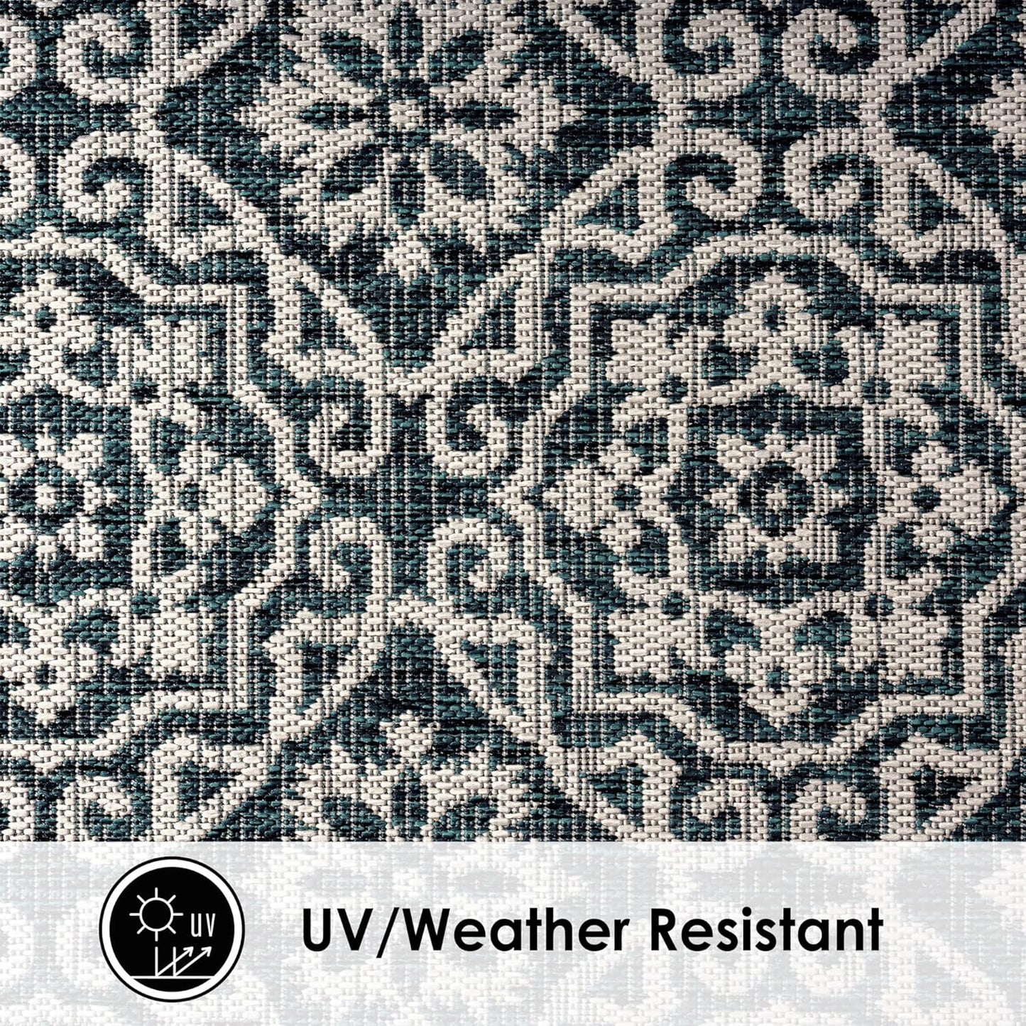 Nicole Miller New York Patio Country Julia Transitional Geometric Indoor/Outdoor Area Rug, Navy Blue/Ivory, 6'6"x9'2"