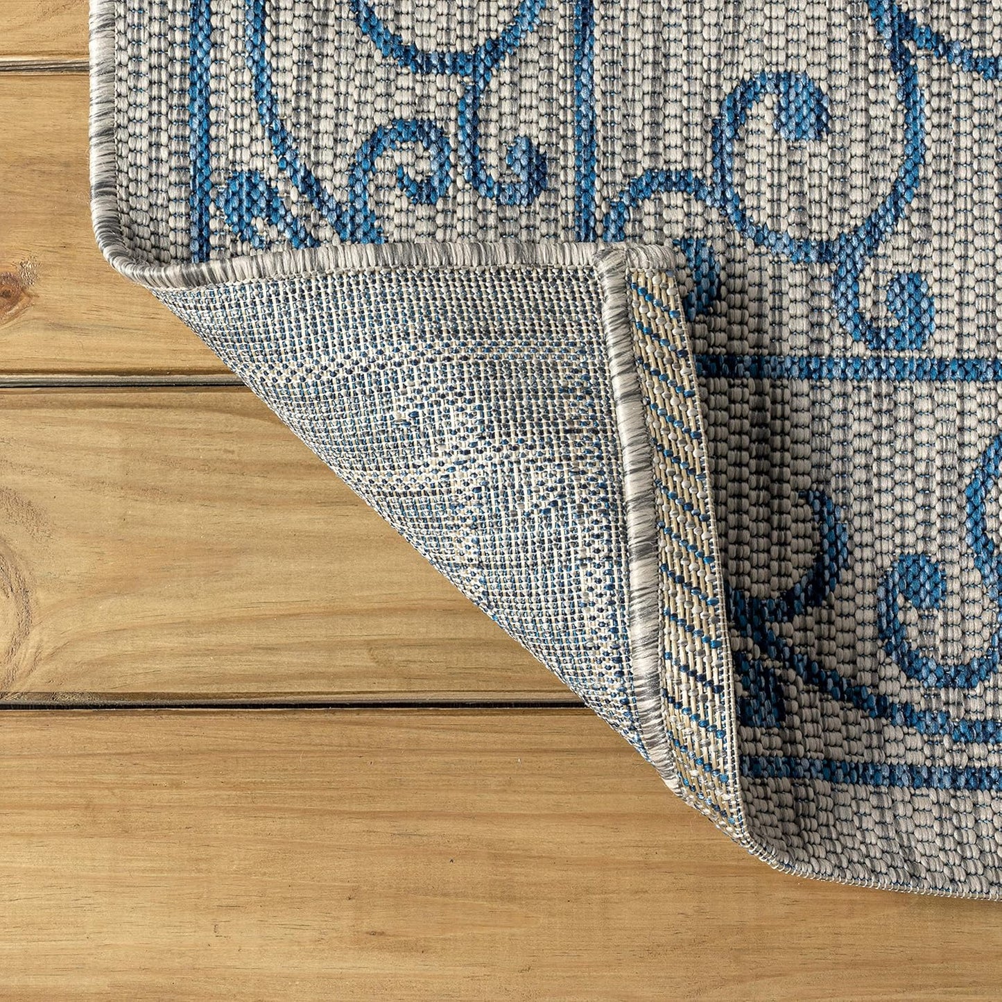 JONATHAN Y SMB106C-6 Charleston Vintage Filigree Textured Weave Gray/Navy 6 ft. x 9 ft. Indoor/Outdoor Area Rug, Pet Friendly, Non-Shedding, Stain Resistant, Easy-Cleaning for Backyard, Patio, Porch